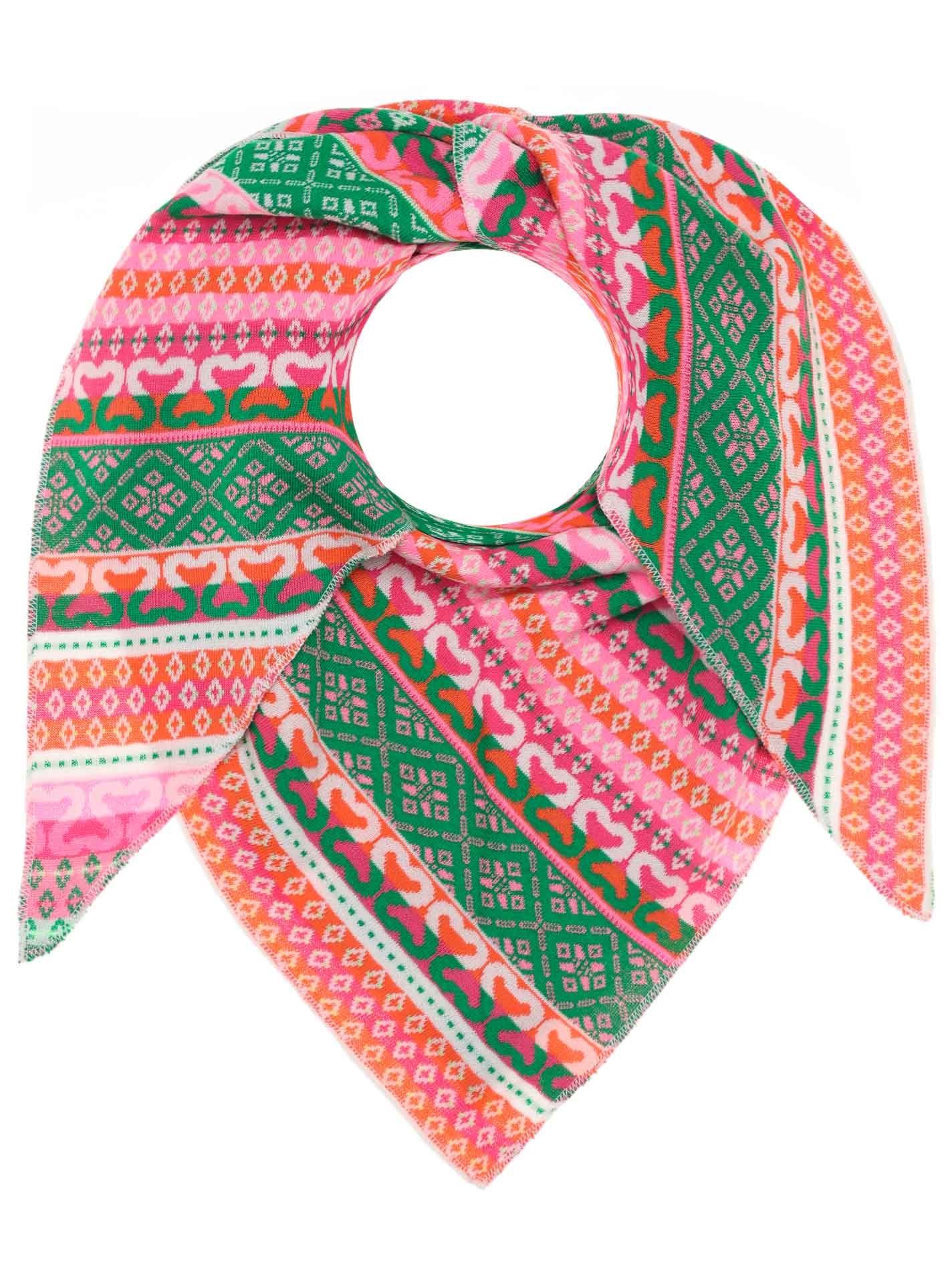 Zwillingsherz Foulard triangulaire »"Maralda"« farbenfrohes Muster, wärmend, Strick