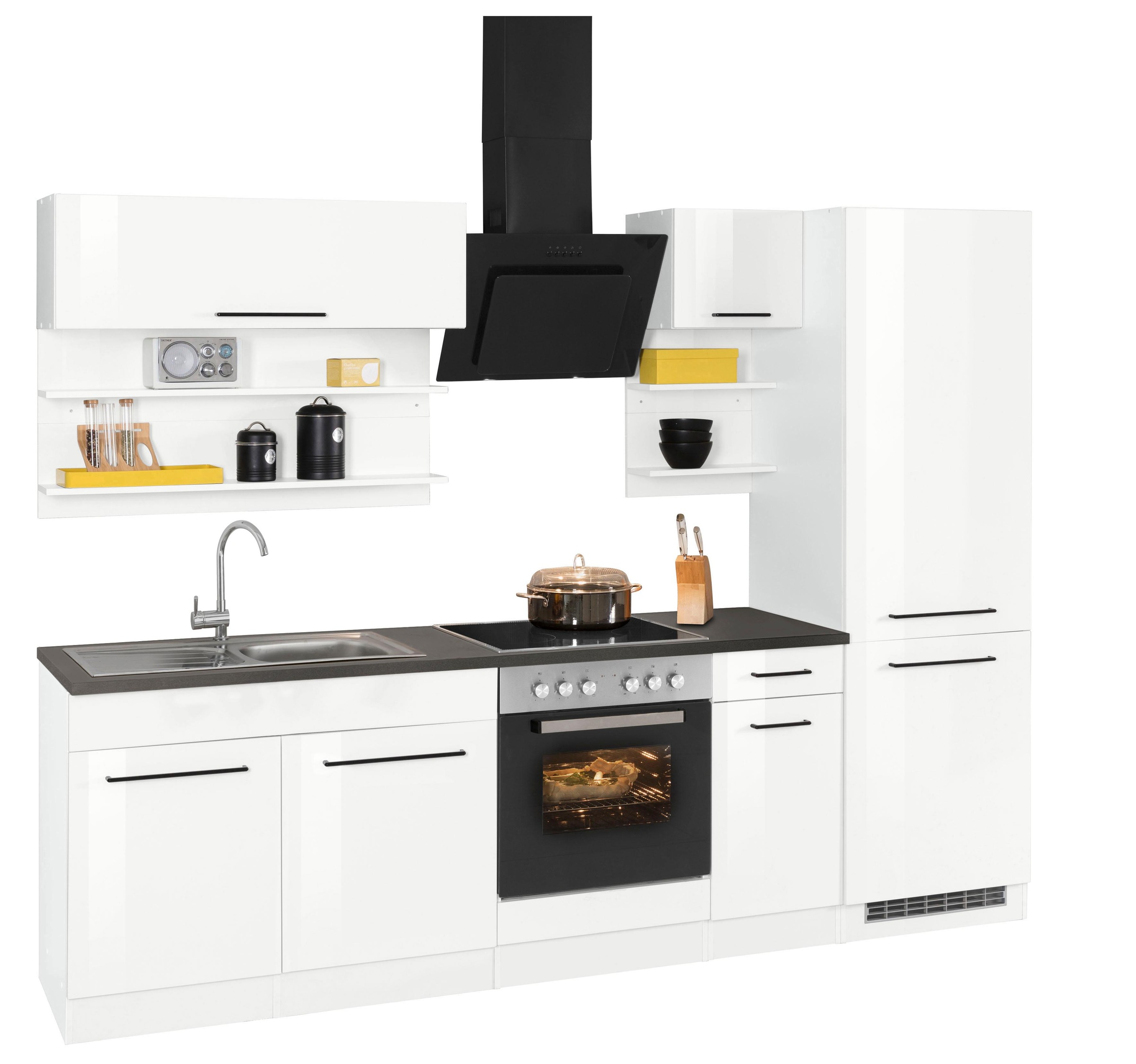 KOCHSTATION Kitchenette »KS-Tulsa« sans appareils électriques, largeur 270 cm, poignées en métal noir, façades MDF