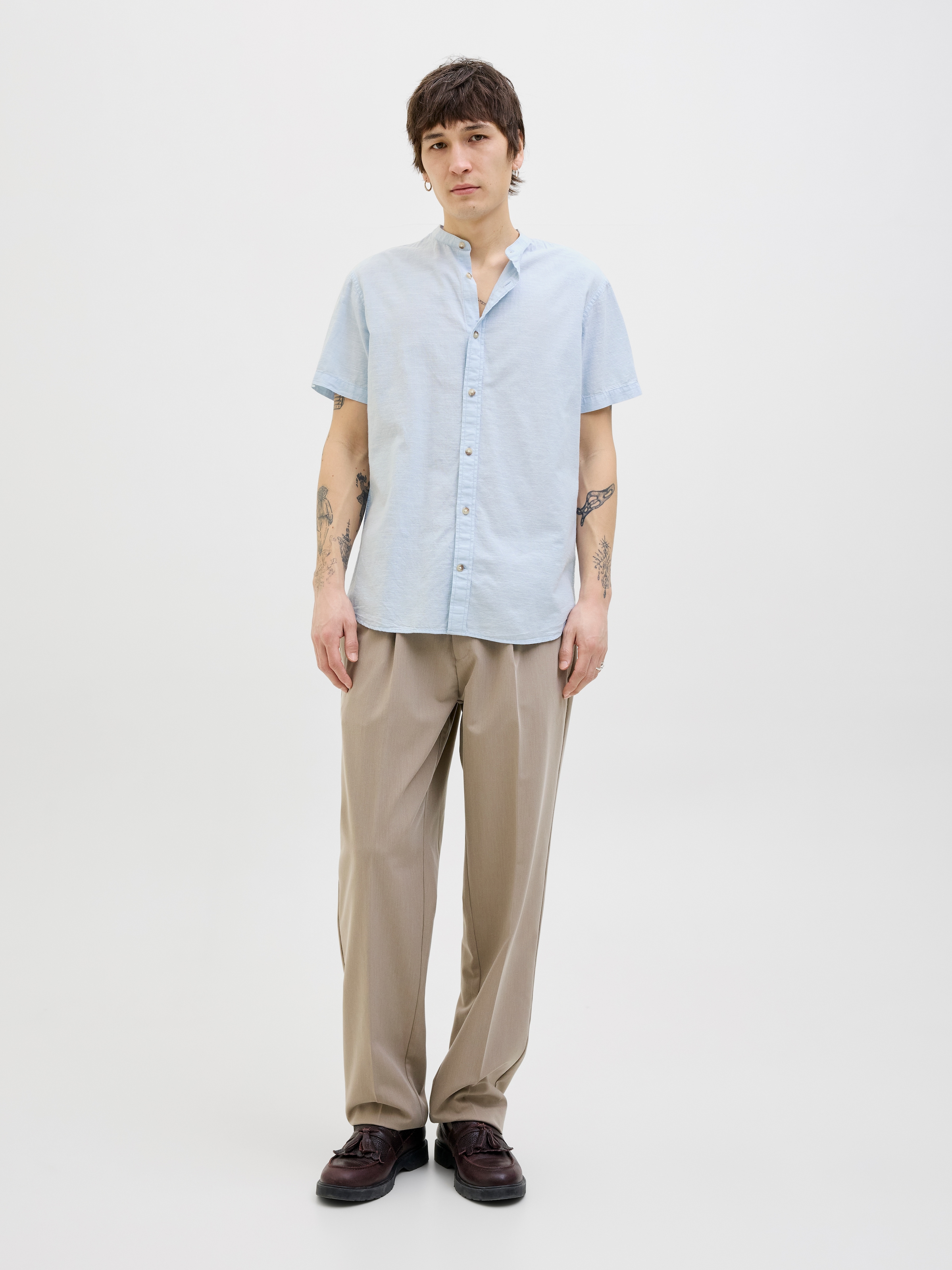 Jack & Jones Kurzarmhemd »JJESUMMER BAND SHIRT SS SN« mit Bandkragen