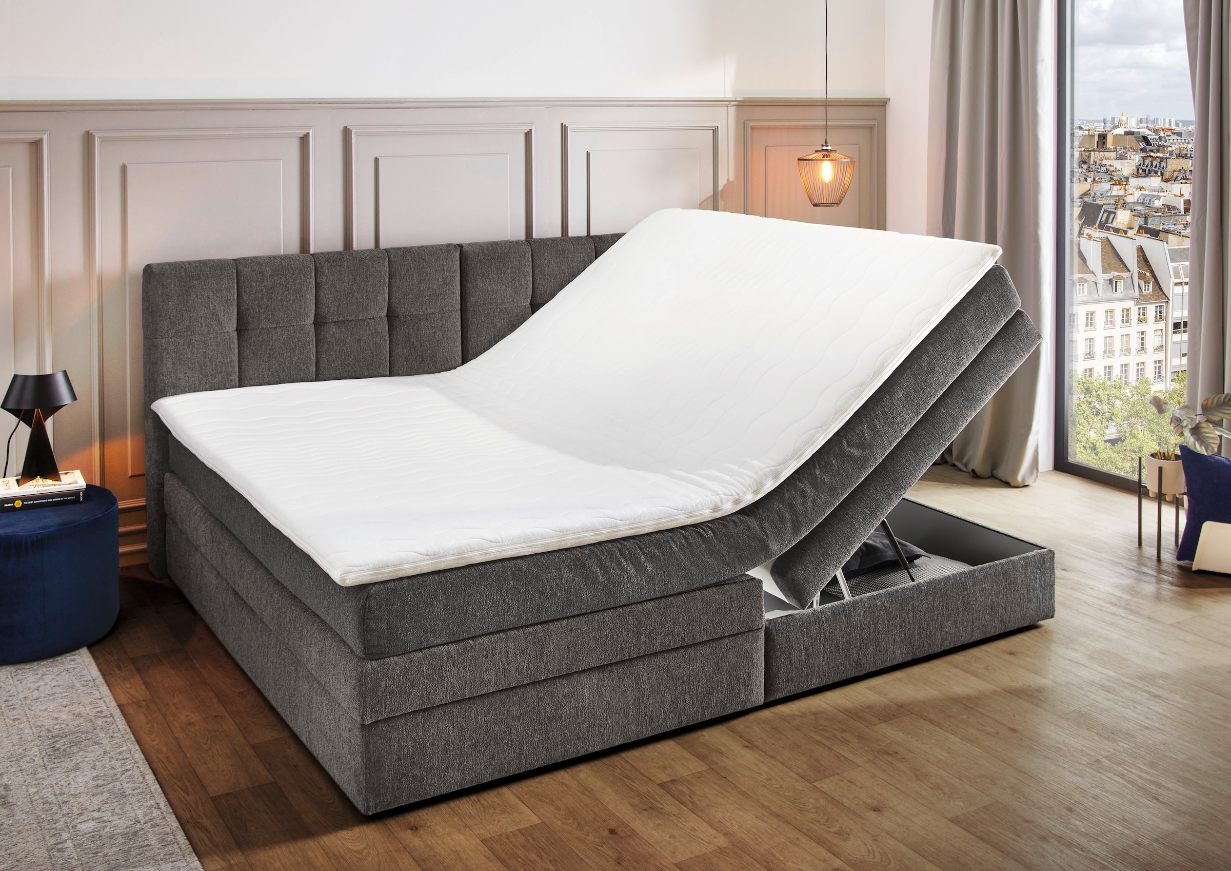 Jockenhöfer Gruppe Lit boxspring »Casa Grande in der Breite 240cm, Familienbett mit Bettkasten (1.000 L)« matelas TTFK 7 zones, surmatelas KS, différents degrés de fermeté au choix