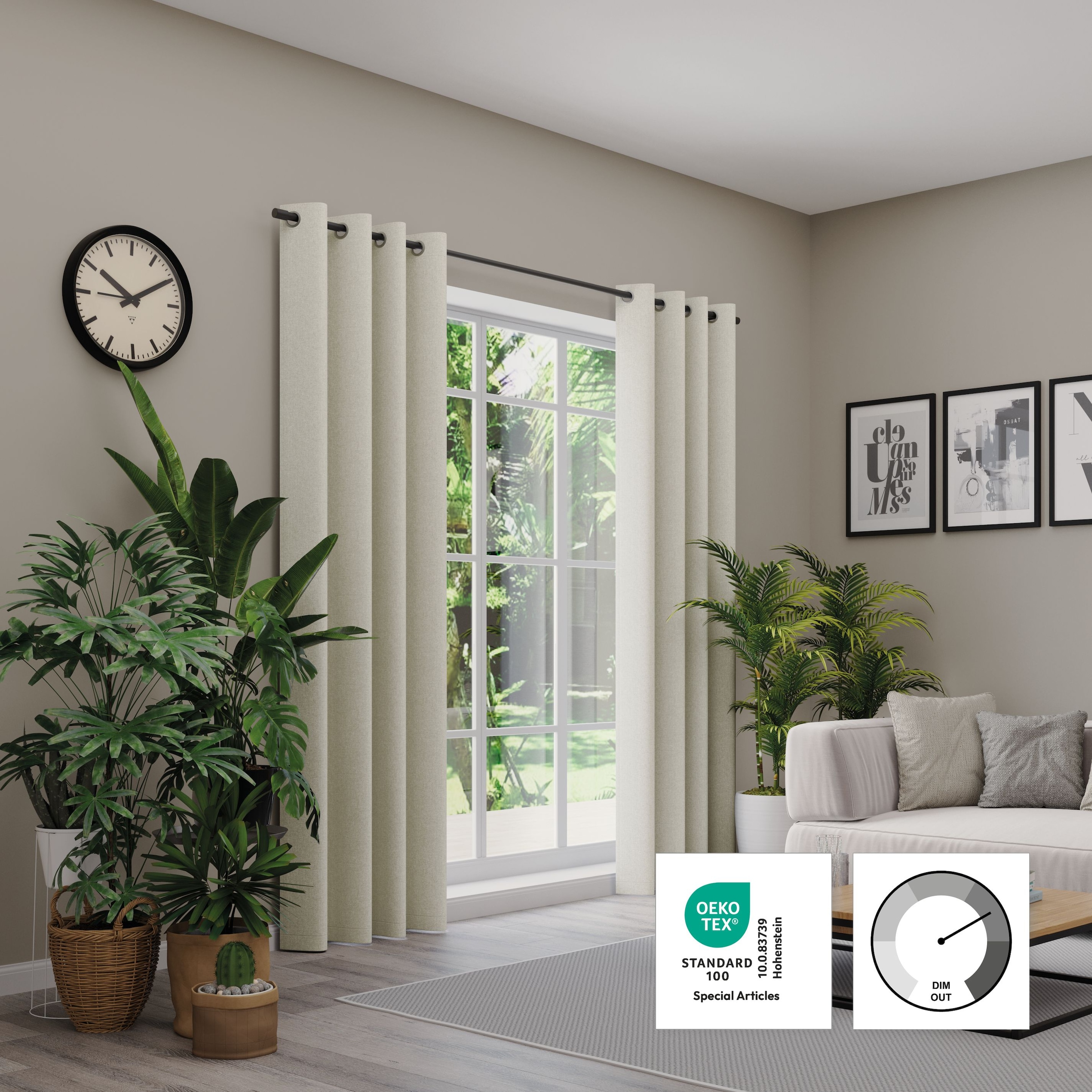 Neutex for you! Vorhang nach Mass »ARUBA« Ösen 1 Stk. tlg. Uni Dimout, hochwertige Webstruktur