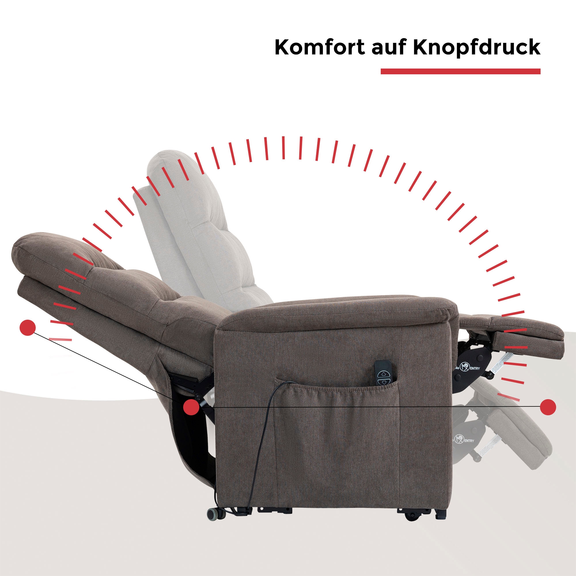 Duo Collection TV-Sessel »Whitehorse XXL bis 150 kg belastbar, mit elektrischer Aufstehhilfe« Relaxfunktion und Taschenfederkern mit Stahlwellenunterfederung
