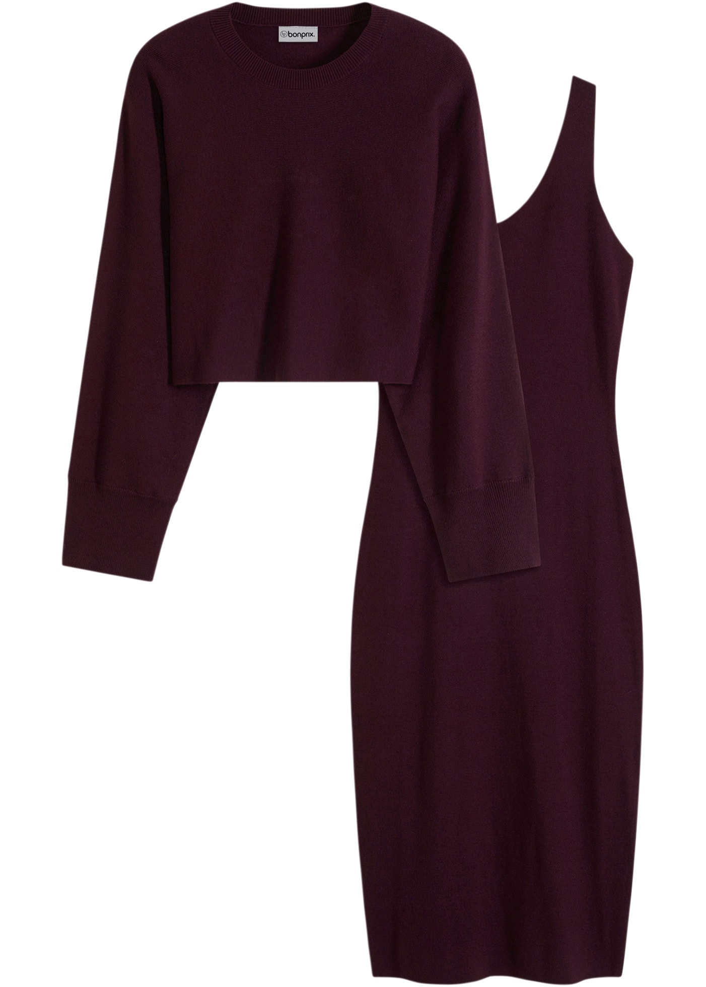 bonprix Robe en tricot Set, 2 tlg. für Frühjahr und Sommer, aus Viskose-Mischung, lässige Passform