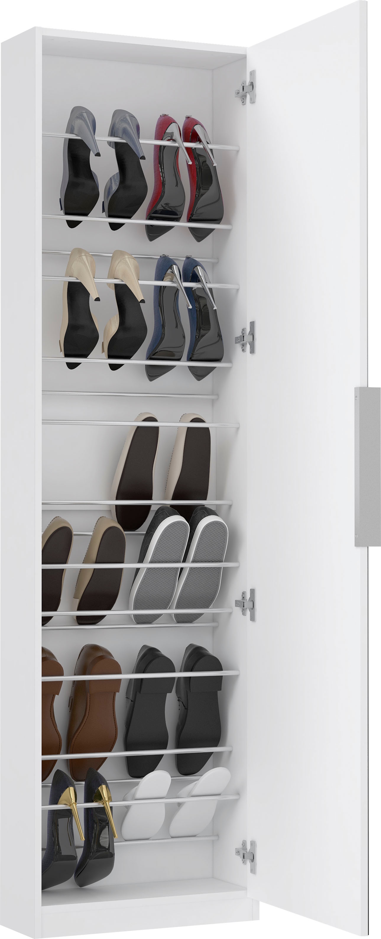 FORTE Schuhschrank »Calma Schuhschrank, Spiegeltüre, 12 Paar Schuhe, Türanschlag wählbar« B/H/T : 50/179,7/20 cm,  Schuhschrank mit Spiegeltüre , 180cm hoch, 12 Paar Schuhe
