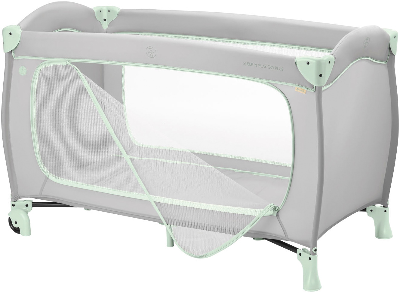 Hauck Baby-Reisebett »Sleep N Play Go Plus, Dusty Mint« mit integrierten Rädern; Vorderausstieg
