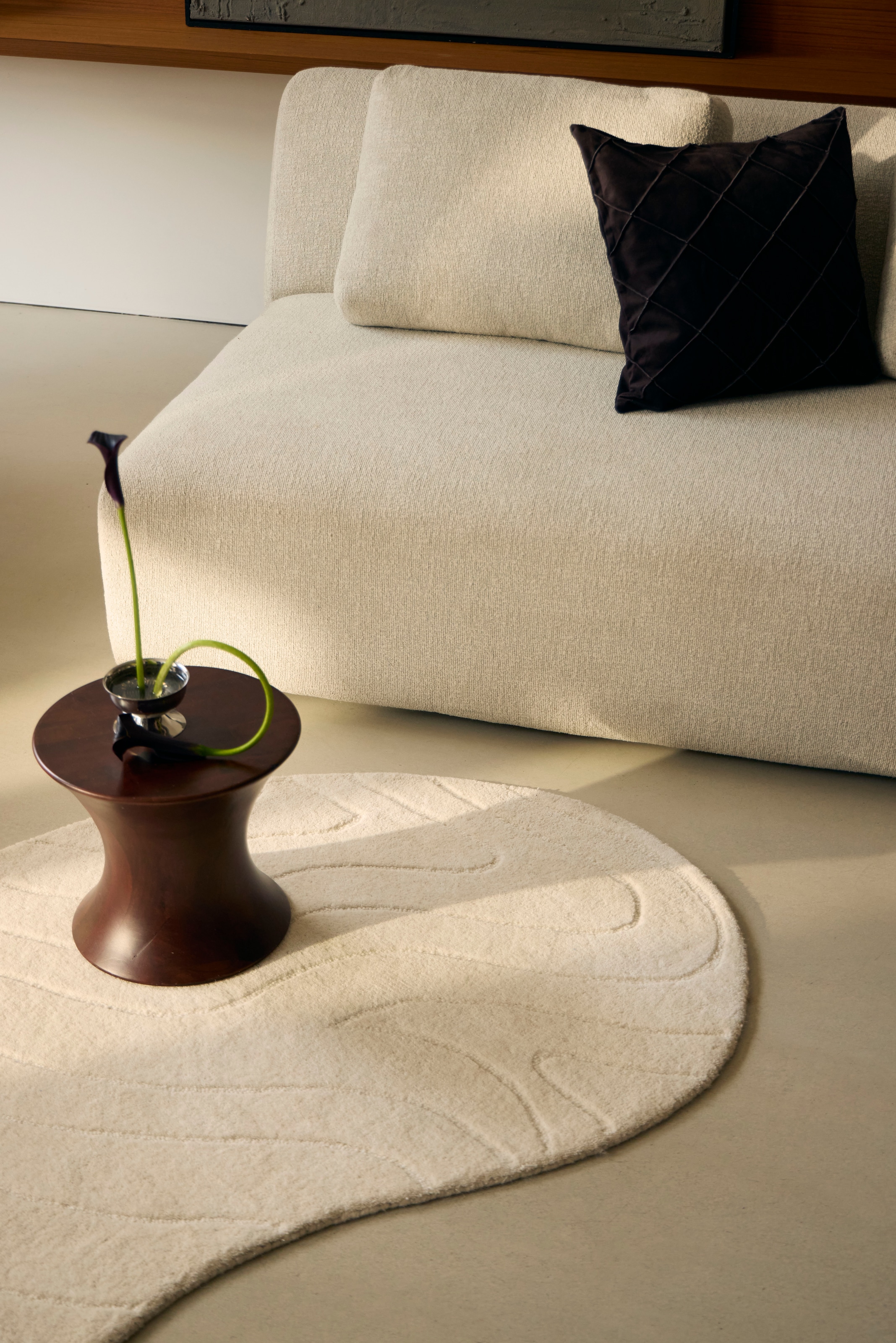 LeGer Home by Lena Gercke Tapis en laine »Zarrah, mit Wellendesign, besondere Form, organisch« ovale 14 mm Höhe Laine pure, moderne, scandinave, chambre à coucher, salon, salle à manger