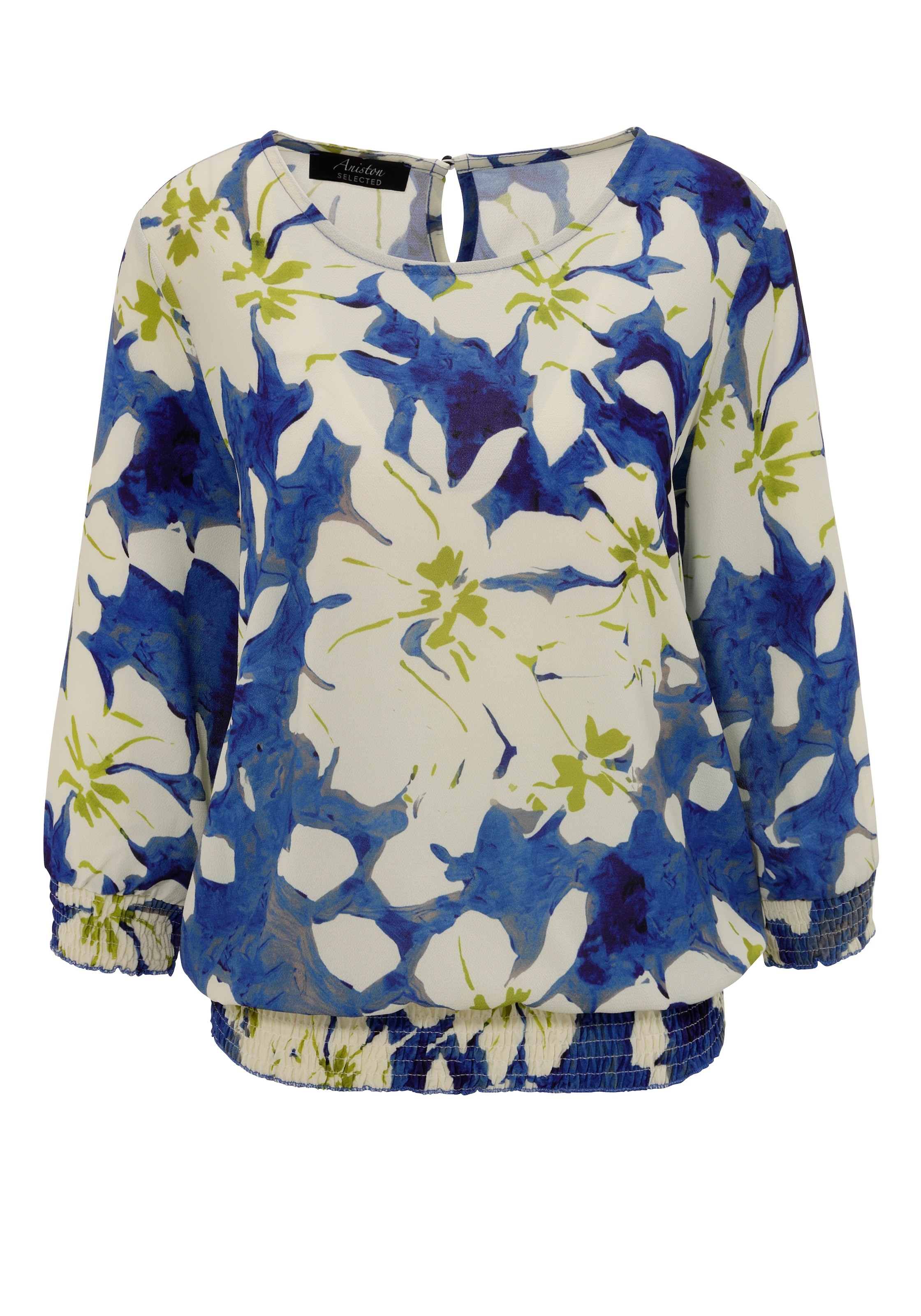 Aniston SELECTED Schlupfbluse mit Smokbündchen und allover Blumenmuster