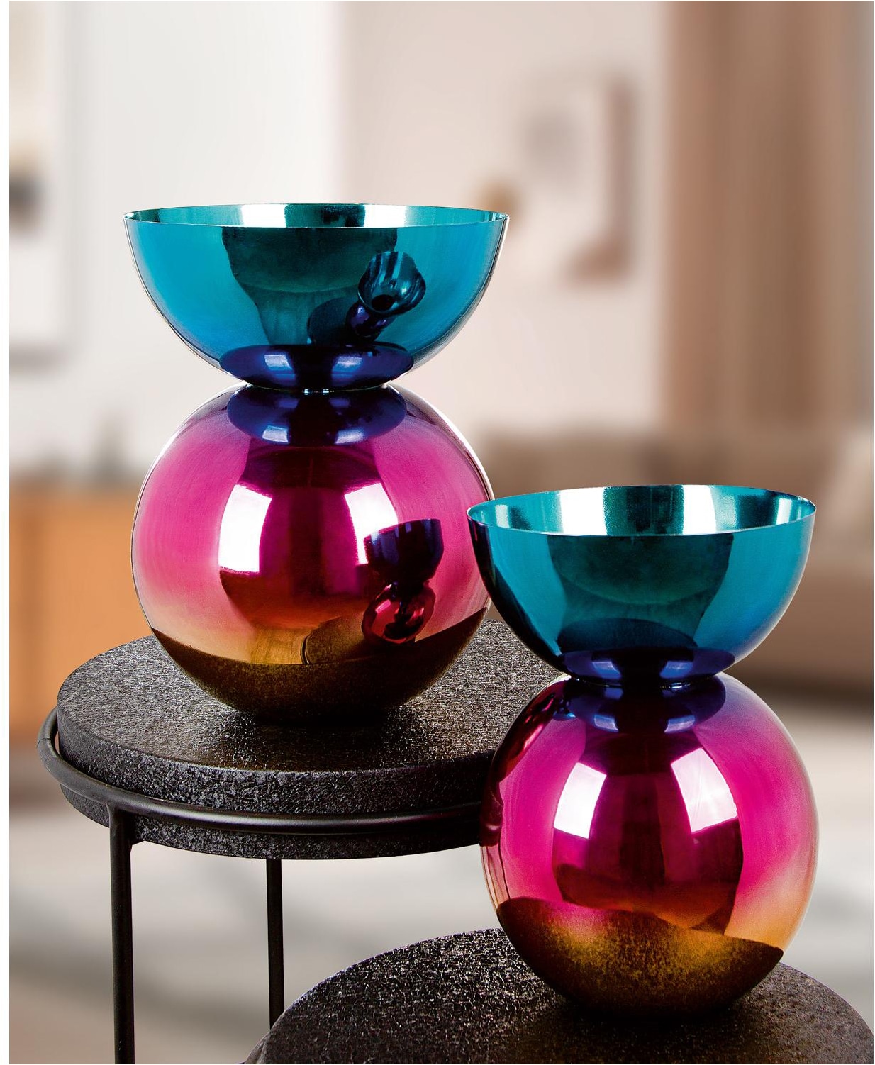 GILDE Tischvase »Vase, rund, "Rainbow", Eisen, mehrfarbig« Vase Rainbow Dekovase modern Trend Hingucker Geschenkidee