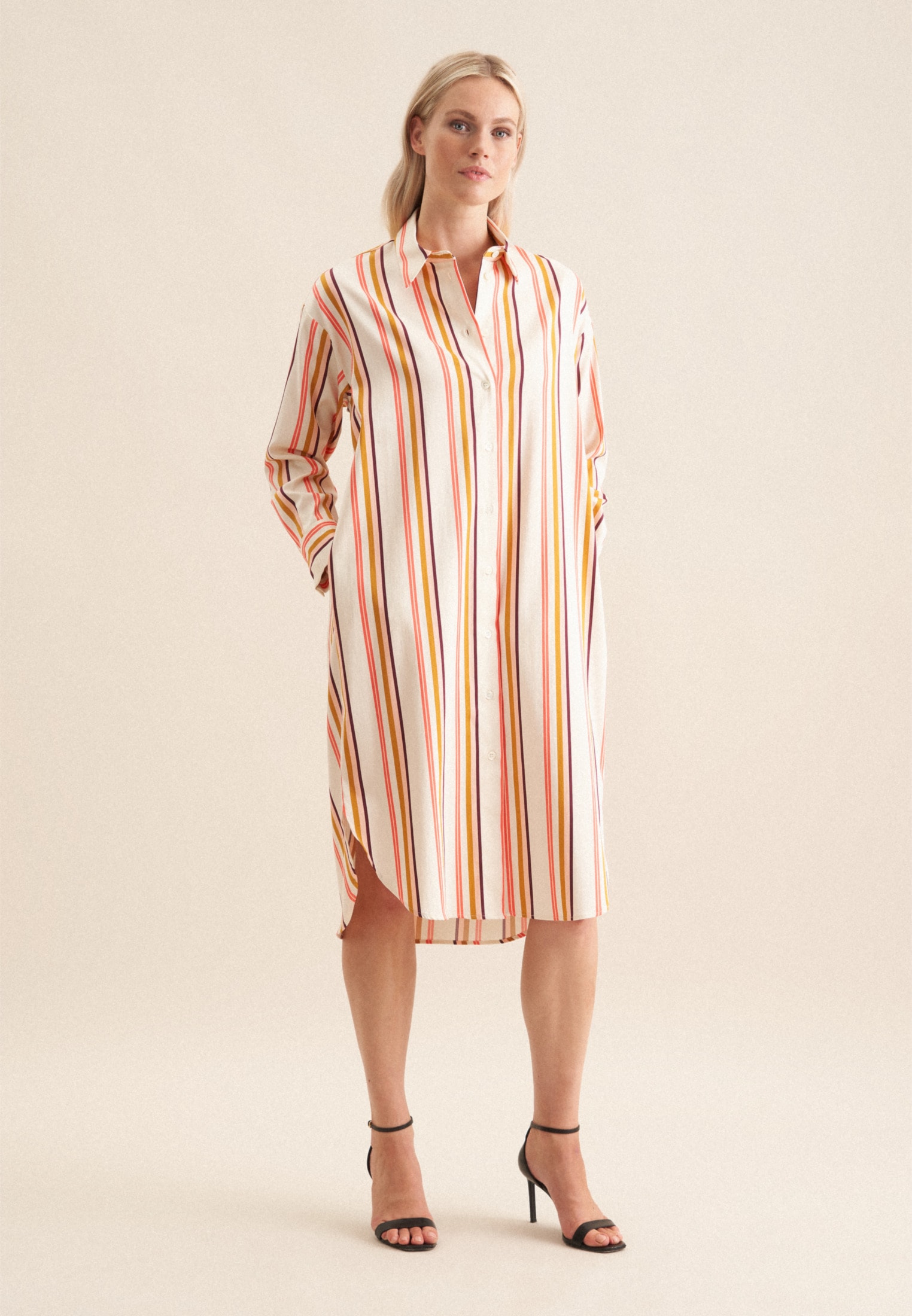 seidensticker Sommerkleid »Schwarze Rose« Langarm Kragen Streifen