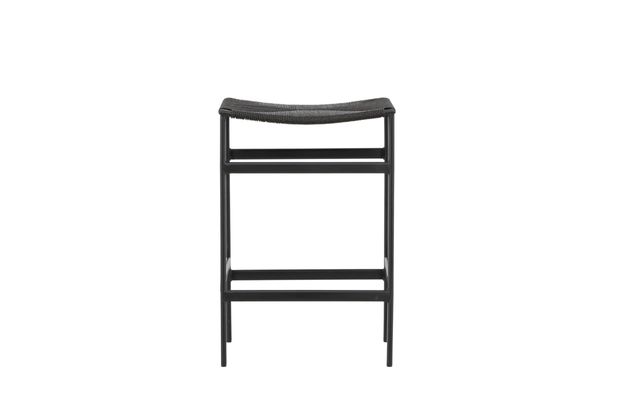 Venture Home Tabouret de bar »Polly, 2er-Set Barhocker mit schwarzem Seilsitz und Stahlbeinen« Ensemble, 2 cuis tlg. Tabouret de bar minimaliste, design en corde, confortable