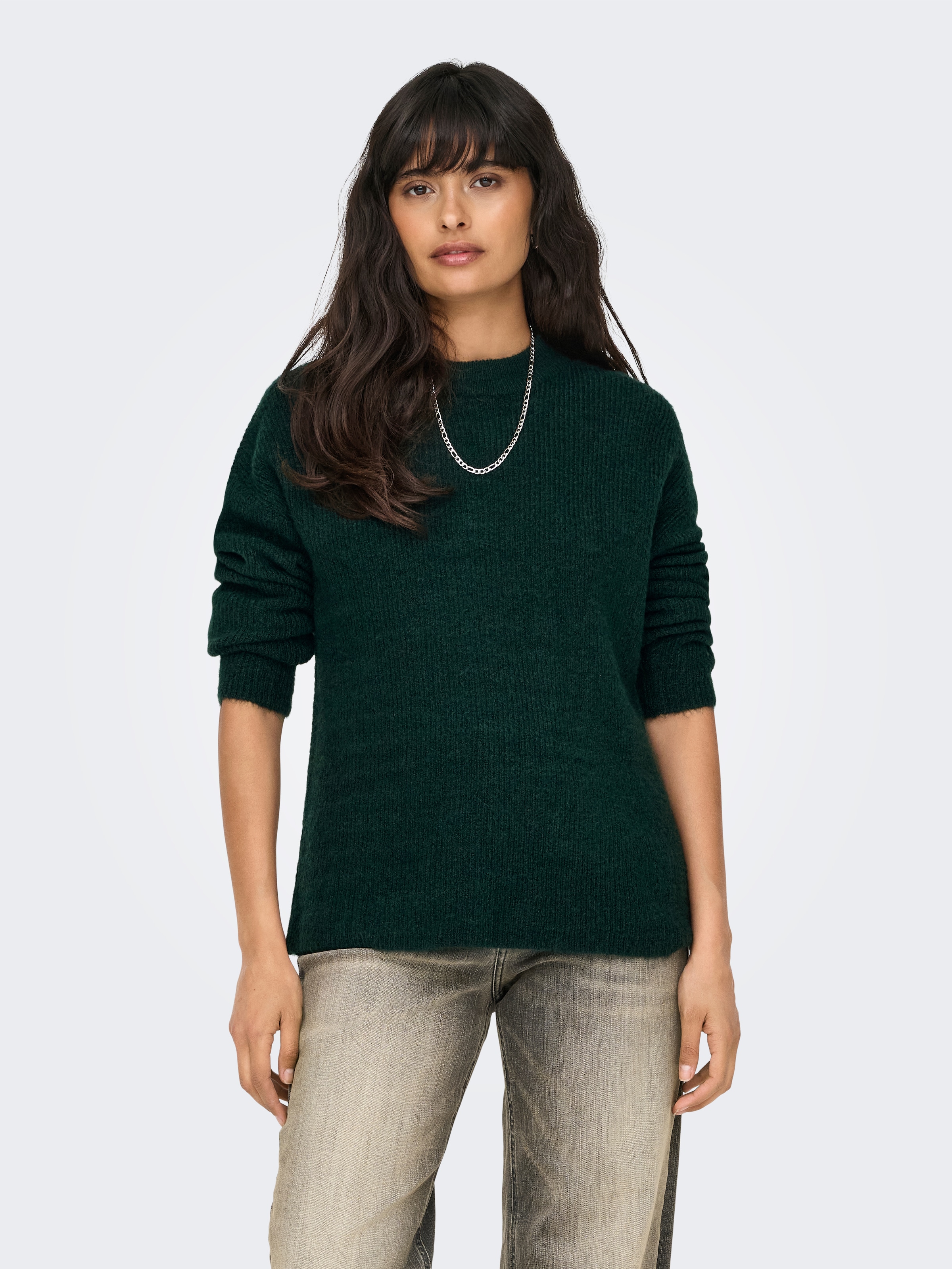 ONLY Pull en tricot »ONLCAMILLA O-NECK L/S PULLOVER KNT« mélange de matériaux, coupe régulière