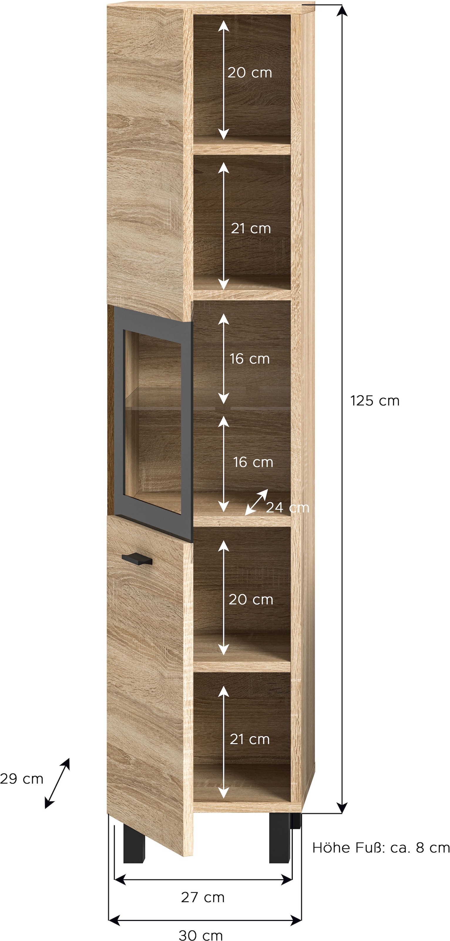 welltime Armoire haute »Tampa, Höhe 125cm, hängend oder stehend montierbar« Badschrank, Bad-Hängeschrank, Badezimmer, Bad-Möbel