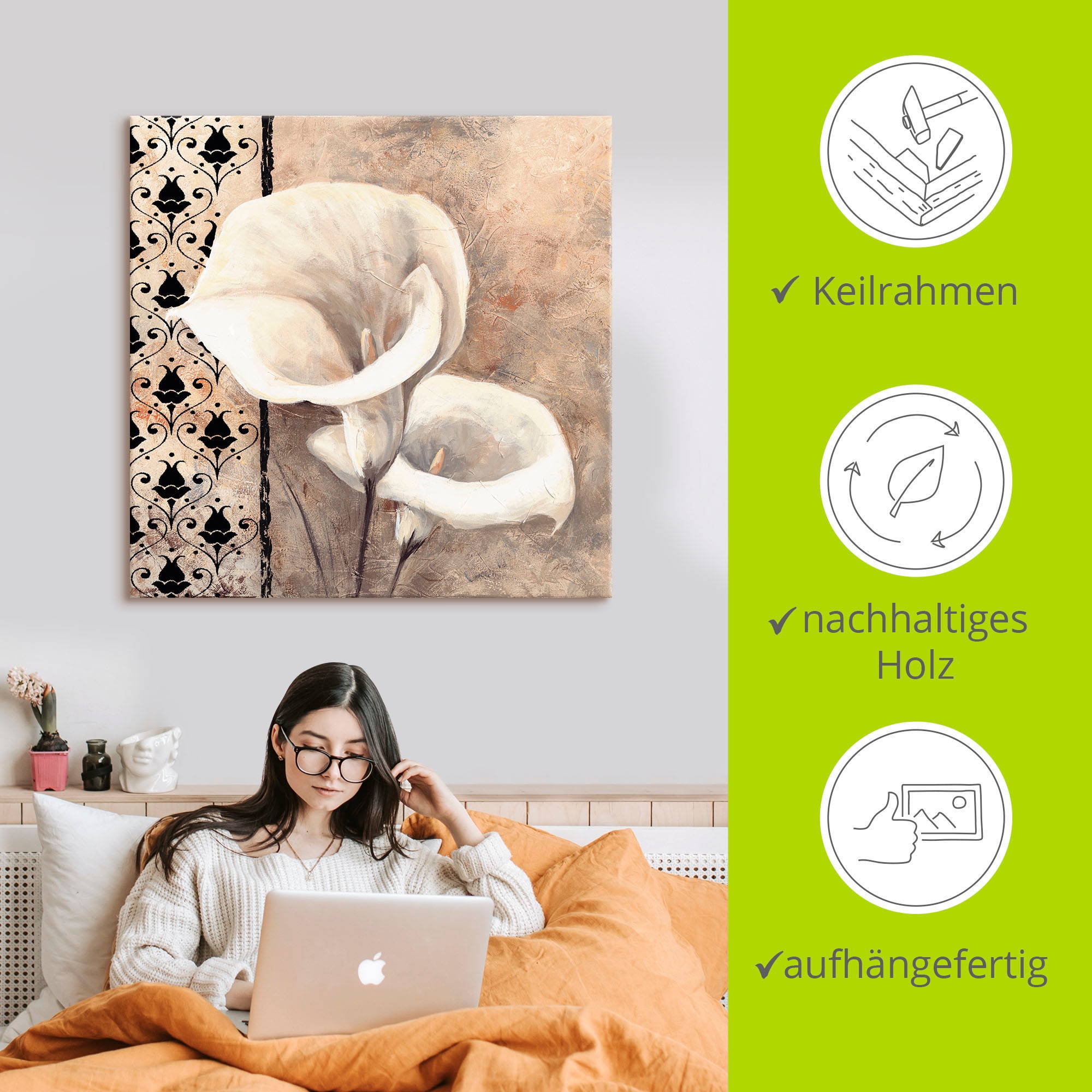 Artland Tableau sur toile »Klassische Callas« 1 cuis tlg. als Alubild, Outdoorbild, Leinwandbild, Poster in verschied. Grössen