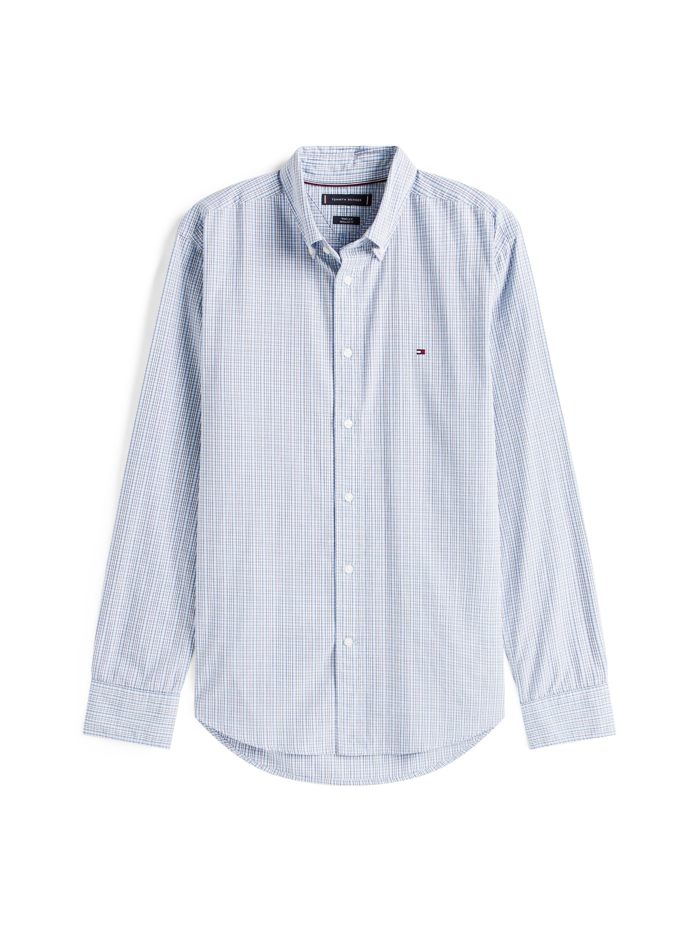 Tommy Hilfiger Langarmhemd »FLEX POPLIN SMALL TARTAN SHIRT« regular fit, kleinkariert, Button-down-Kragen