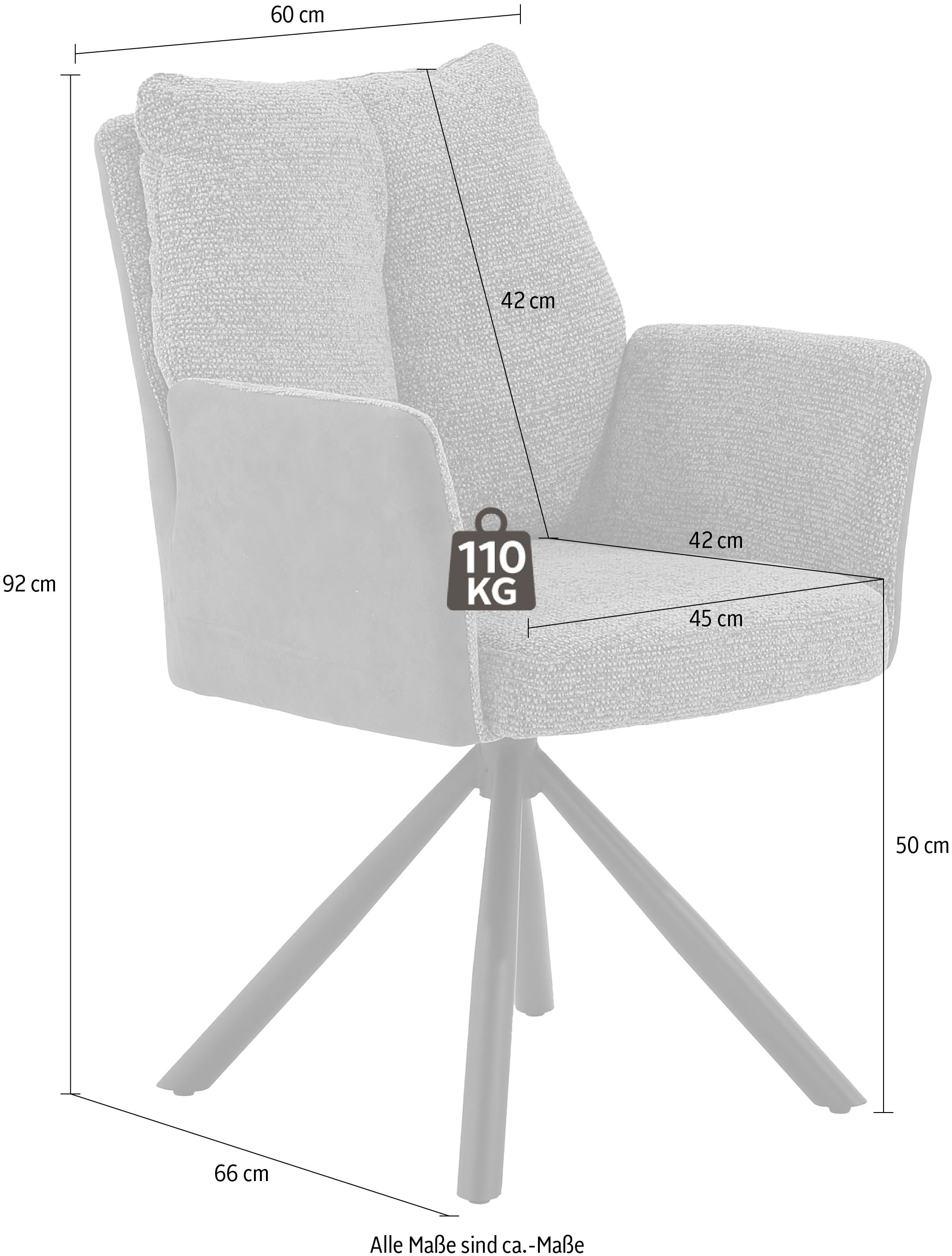 Jockenhöfer Gruppe Drehstuhl »Shelby« (Set) 2 Stk.4-Fuss-Stuhl, 360° drehbar, Taschenfederkern, bis 150kg belastbar