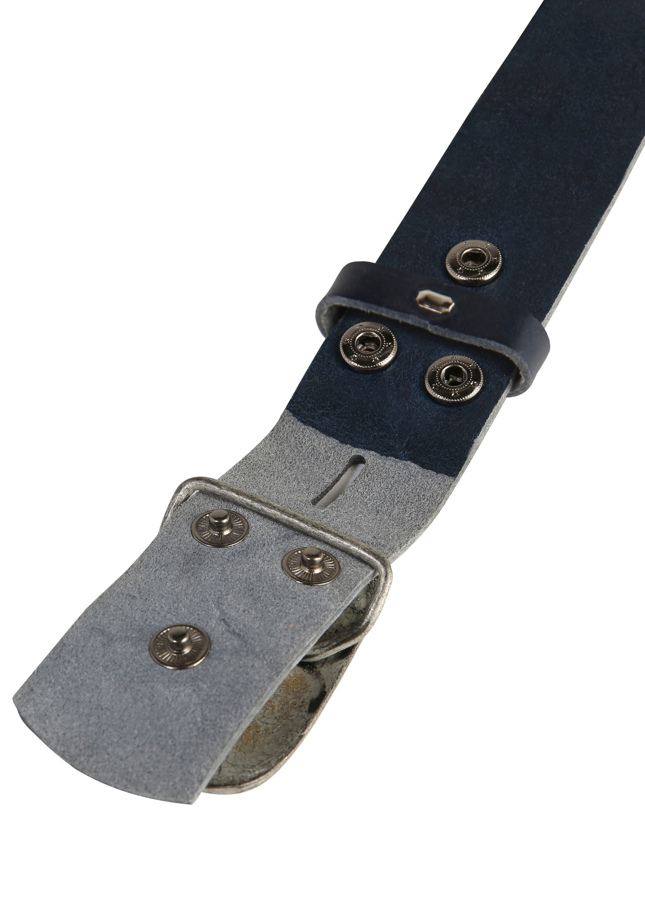 Rettungsring Gürtel Ledergürtel mit austauschbarer Schliesse »Rechteck Eingefasst Grau«