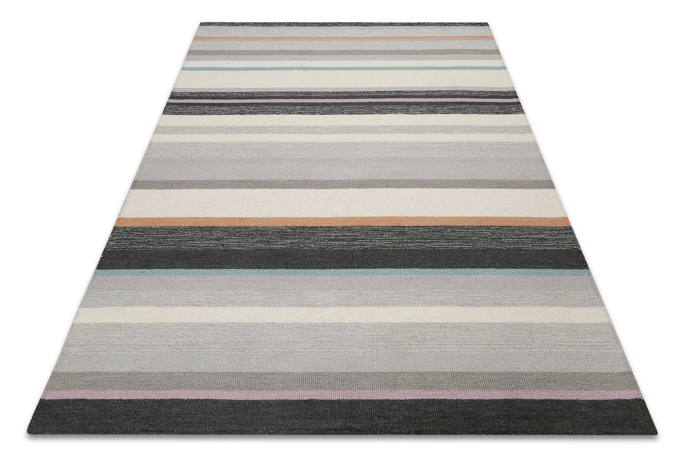 Wecon home Tapis »Sally« Rectangulaire 7 mm Höhe handgefertigt, gestreift, pflegeleicht, Wolle, Wohnzimmer, Esszimmer