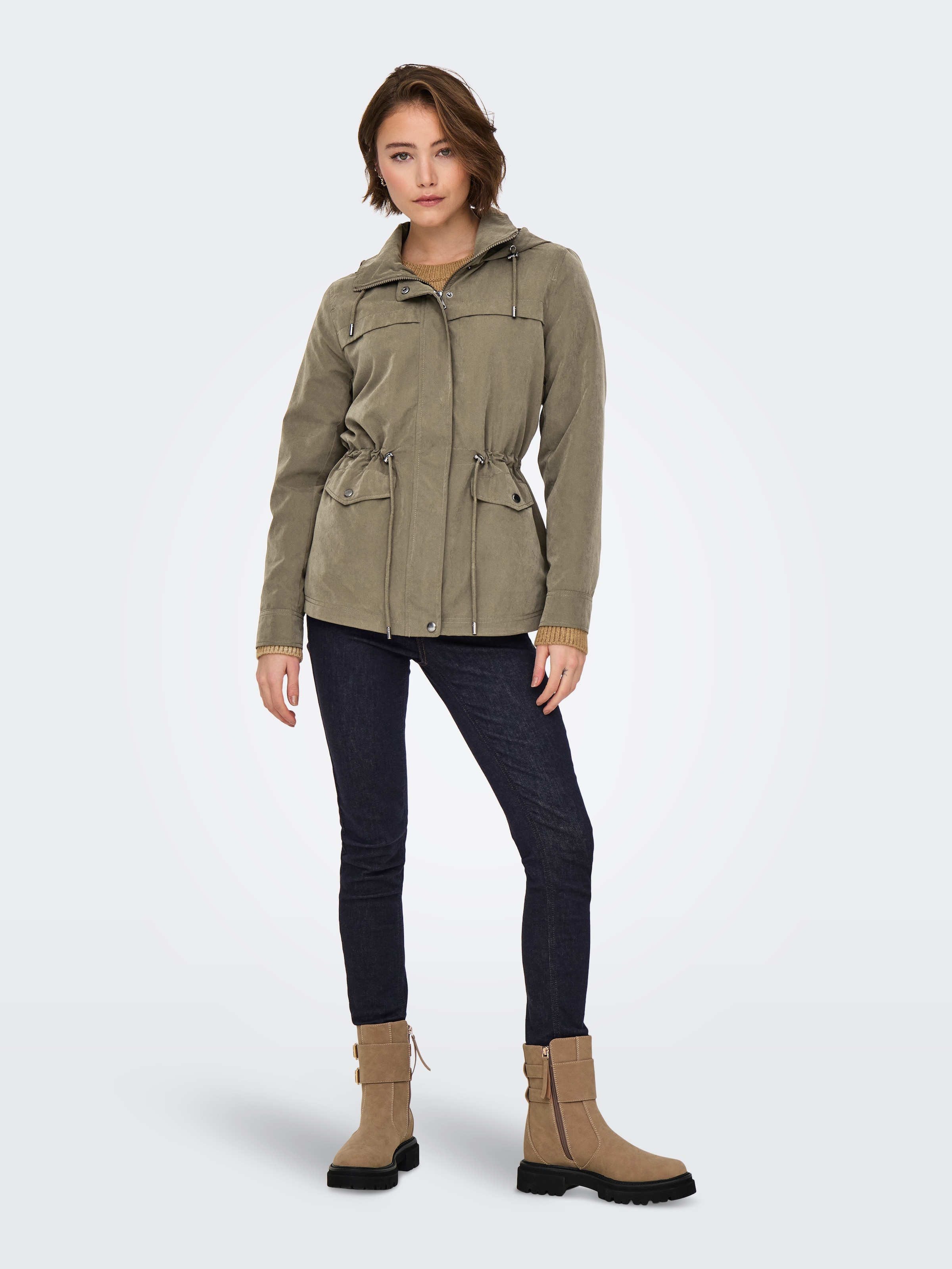ONLY Parka »ONLNEWSTARLINE SPRING JACKET CC OTW« avec capuche avec fermeture éclair continue et dissimulée