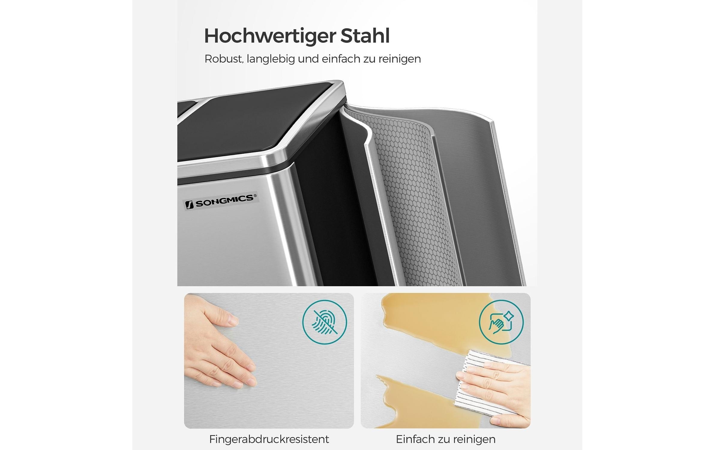 SONGMICS Mülleimer »3 x 18 l« 3 Behälter