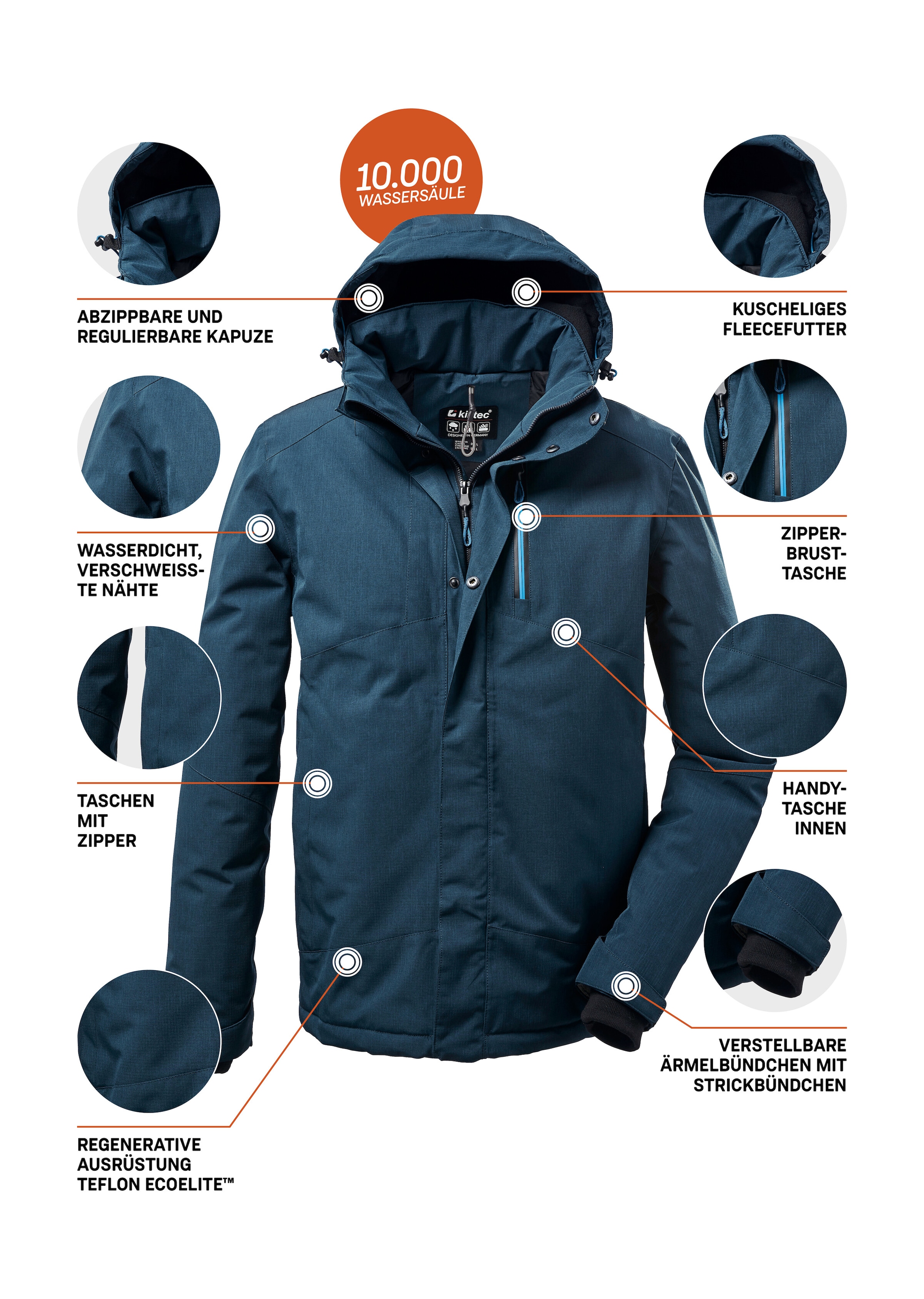 Killtec Outdoorjacke »KOW 161 MN JCKT« Wasser- und winddichte Funktionsjacke mit abnehmbarer Kapuze