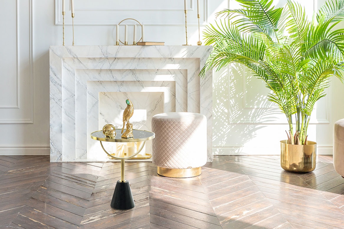 Kayoom Table d'appoint »Oscar 125, edle marmorierte Glasplatte« 1 cuis tlg. ausgefallenes Gestell, stabiler Marmorfuss, marmorierte Glasplatte