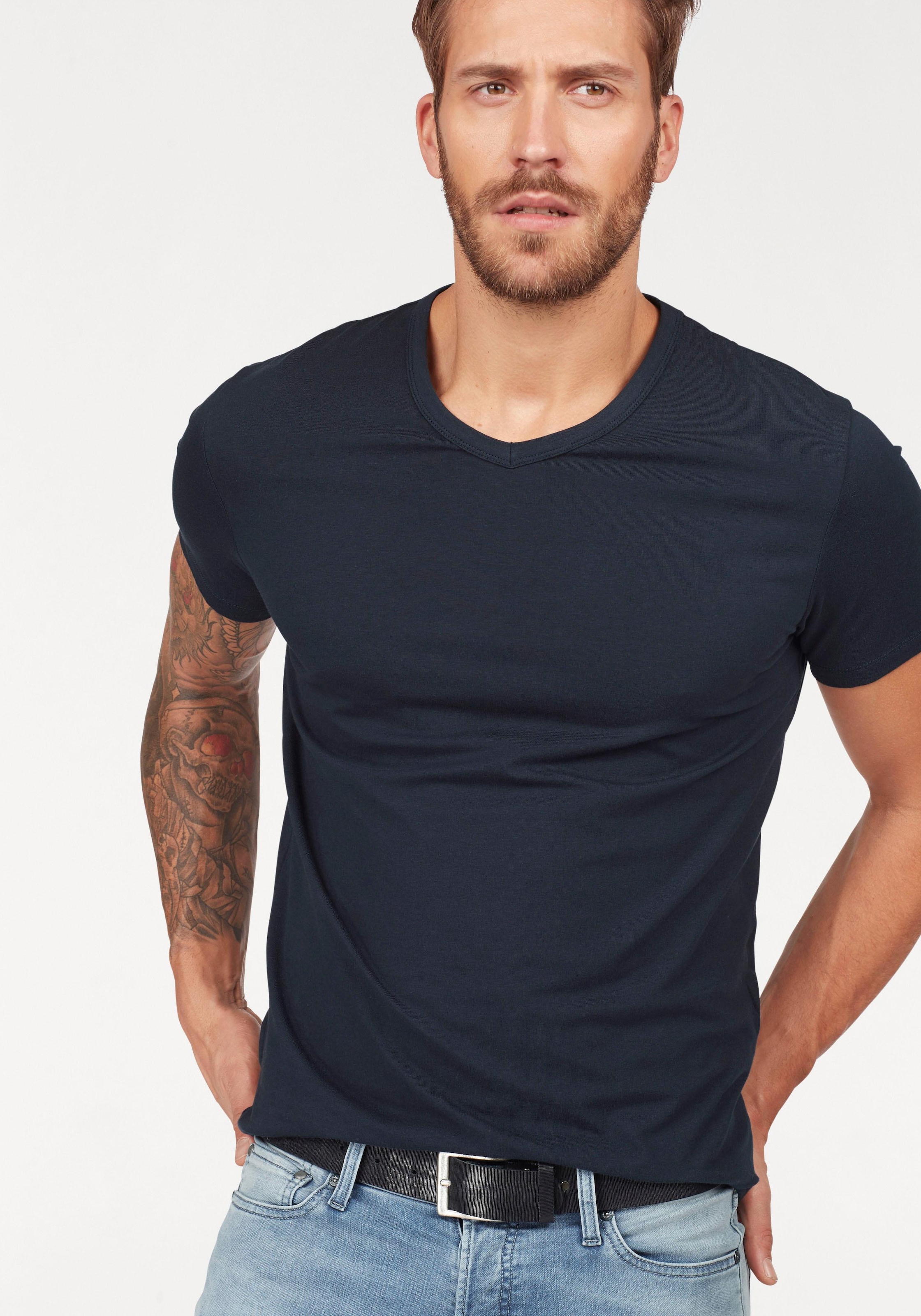 Jack & Jones T-Shirt »SLIM- FIT BASIC TEE V-NECK« mit V-Ausschnitt