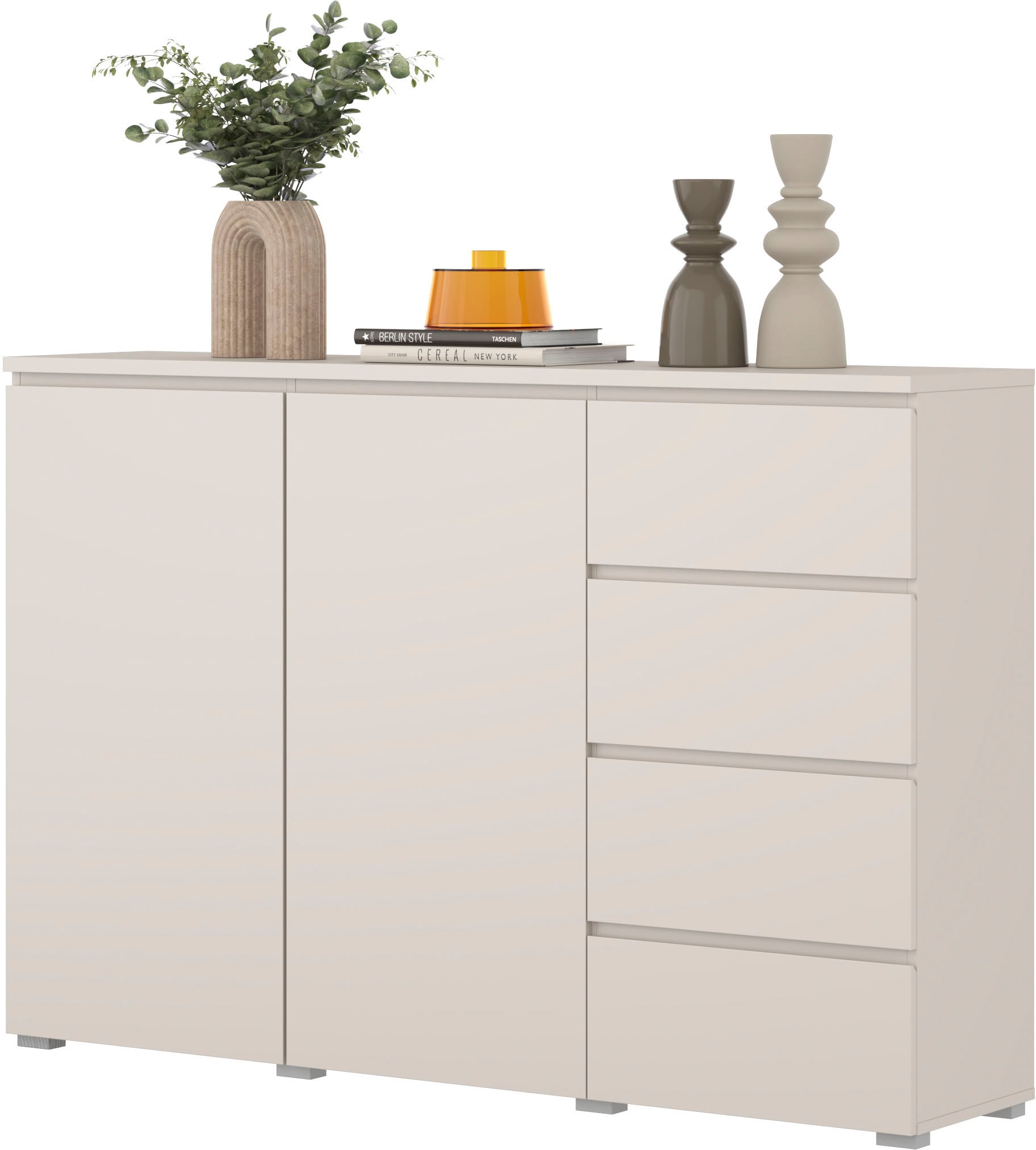 GOODproduct Buffet haut »Modo, Breite 150 cm, moderne grifflose Kommode 2Türen/4 SK« Schubladenkommode mit viel Stauraum, Einlegeböden verstellbar