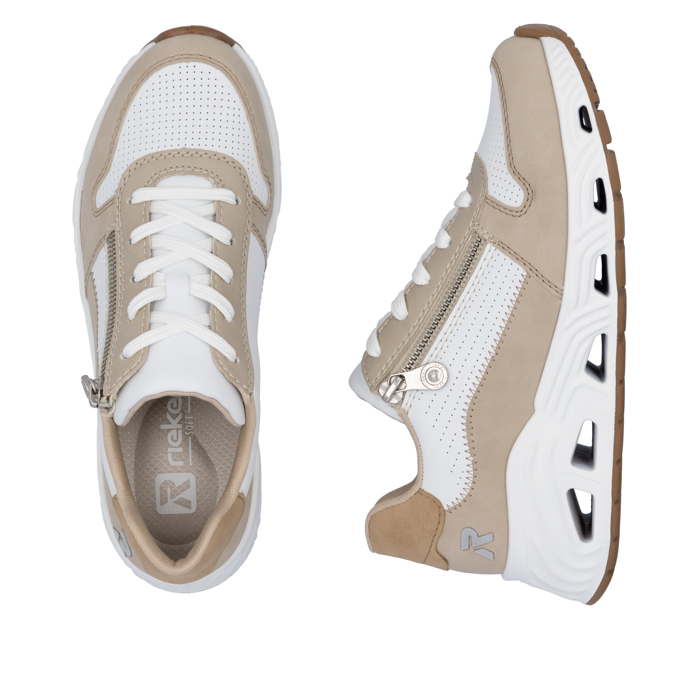 RIEKER Sport Baskets compensées  Schnürschuh, Halbschuh, Freizeitsneaker mit Reissverschluss