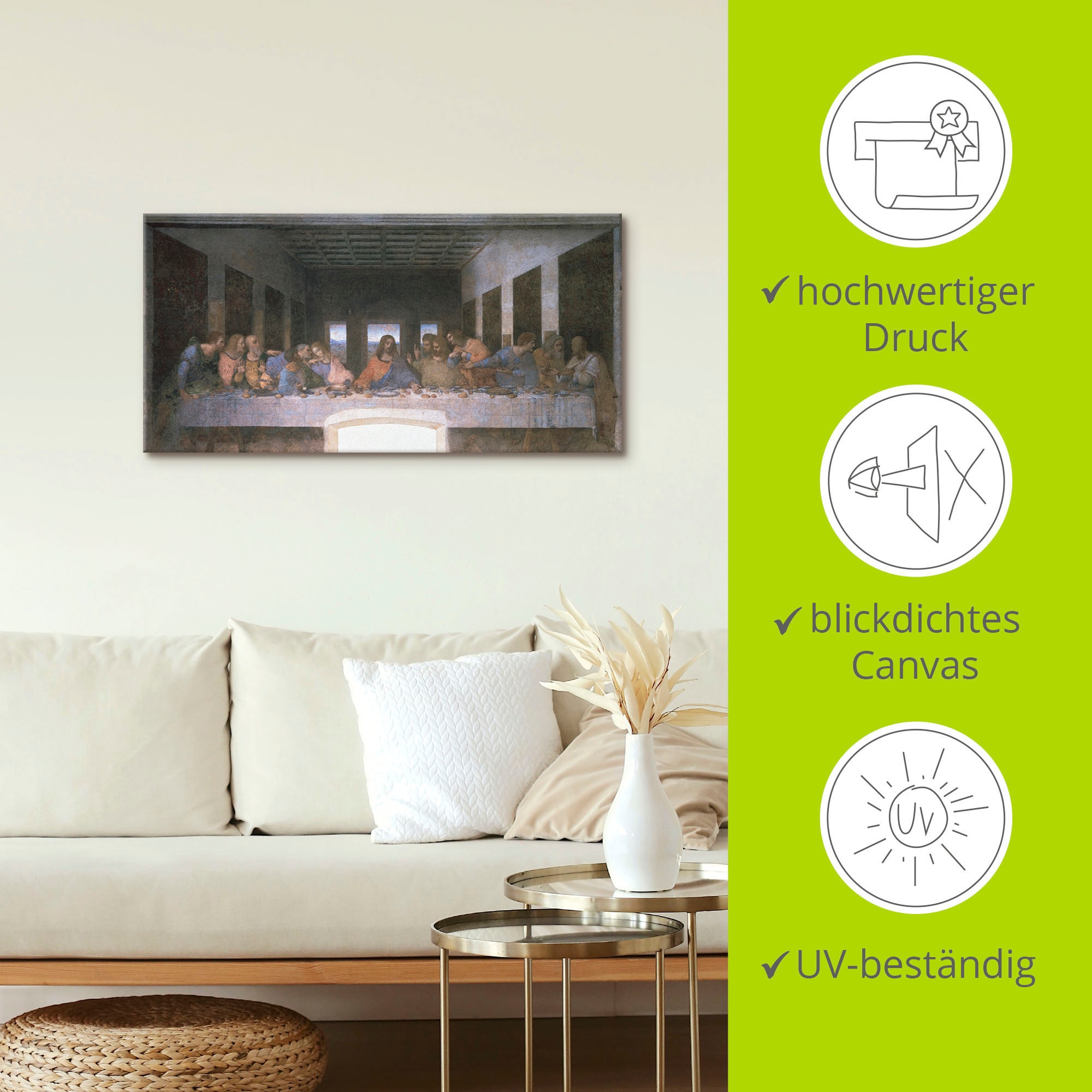 Artland Wandbild »Das letzte Abendmahl« Religion 1 Stk. tlg. als Leinwandbild, Wandaufkleber in verschied. Grössen