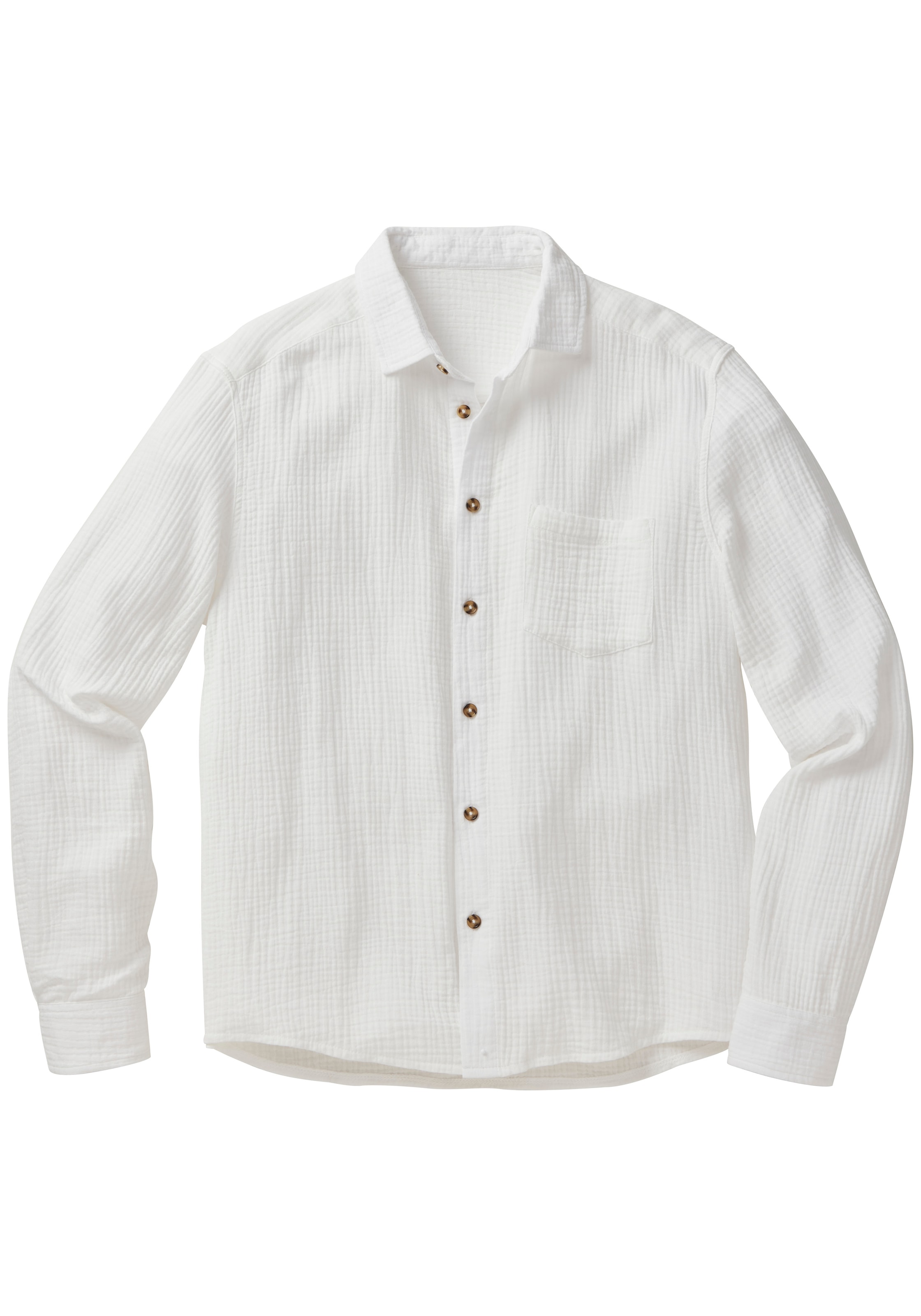 Beachtime Chemise à manches longues »Regular fit« Langarm, Freizeithemd aus Musselin-Ware