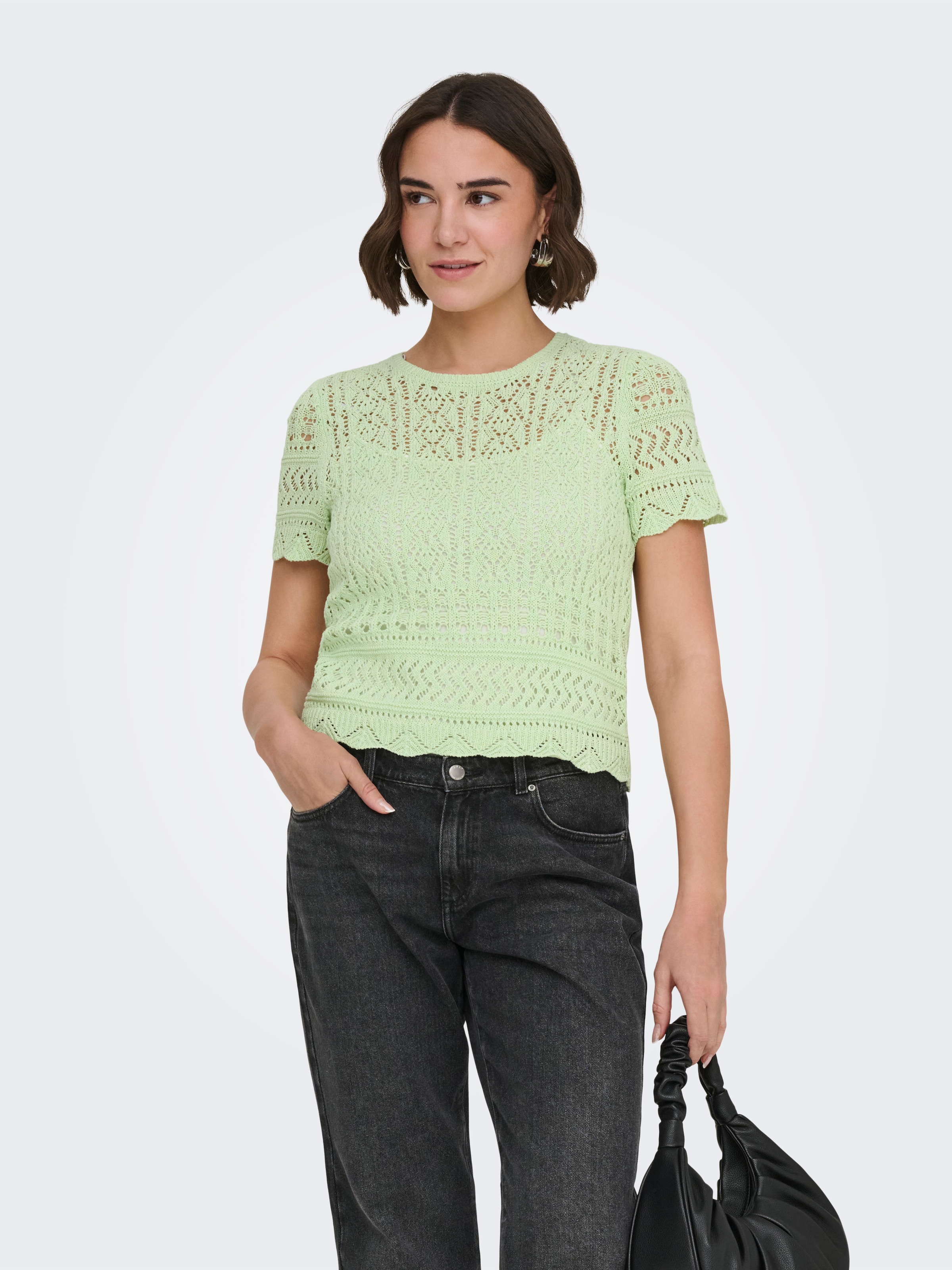 ONLY Kurzarmpullover »ONLELKE LIFE SS STRUCTUR O-NECK KNT NOOS«
