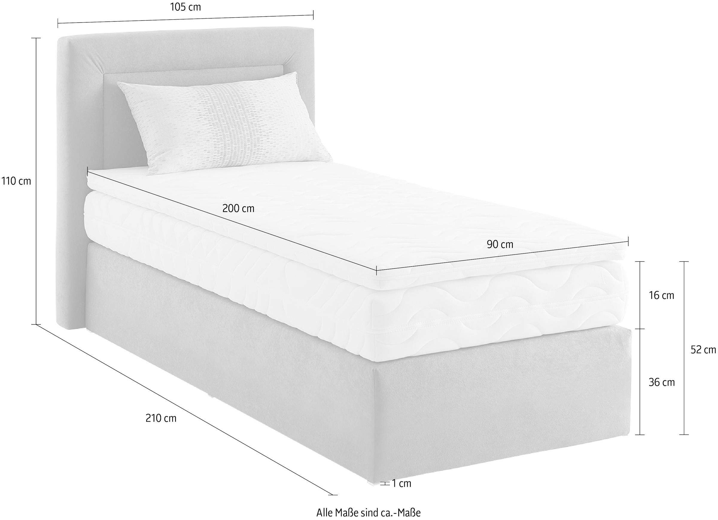 Westfalia Schlafkomfort Boxspringbett wahlweise mit Bettkasten und Topper