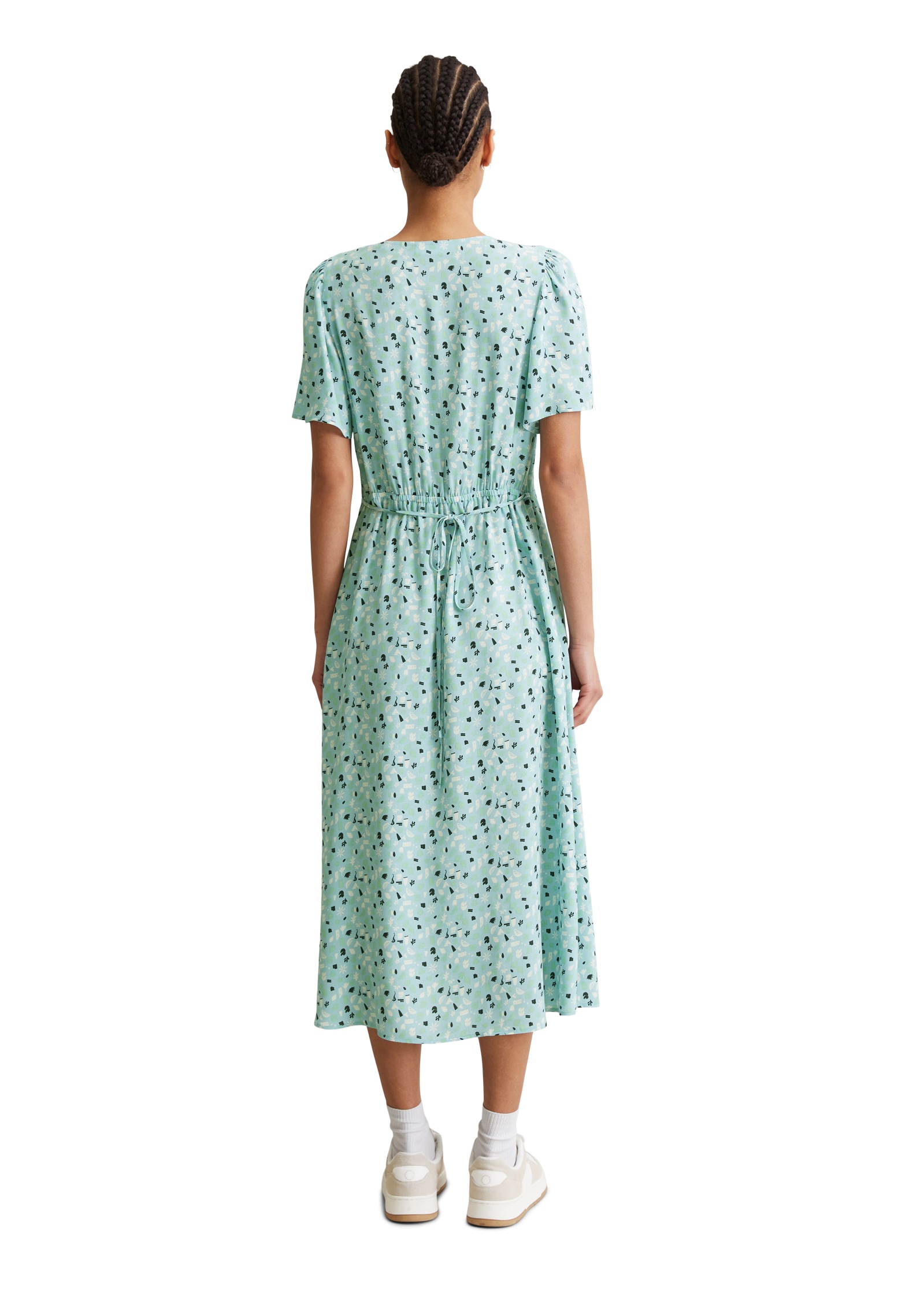 Marc O'Polo DENIM Sommerkleid eingelassene Taschen mit elastischer Taille und Allover-Print