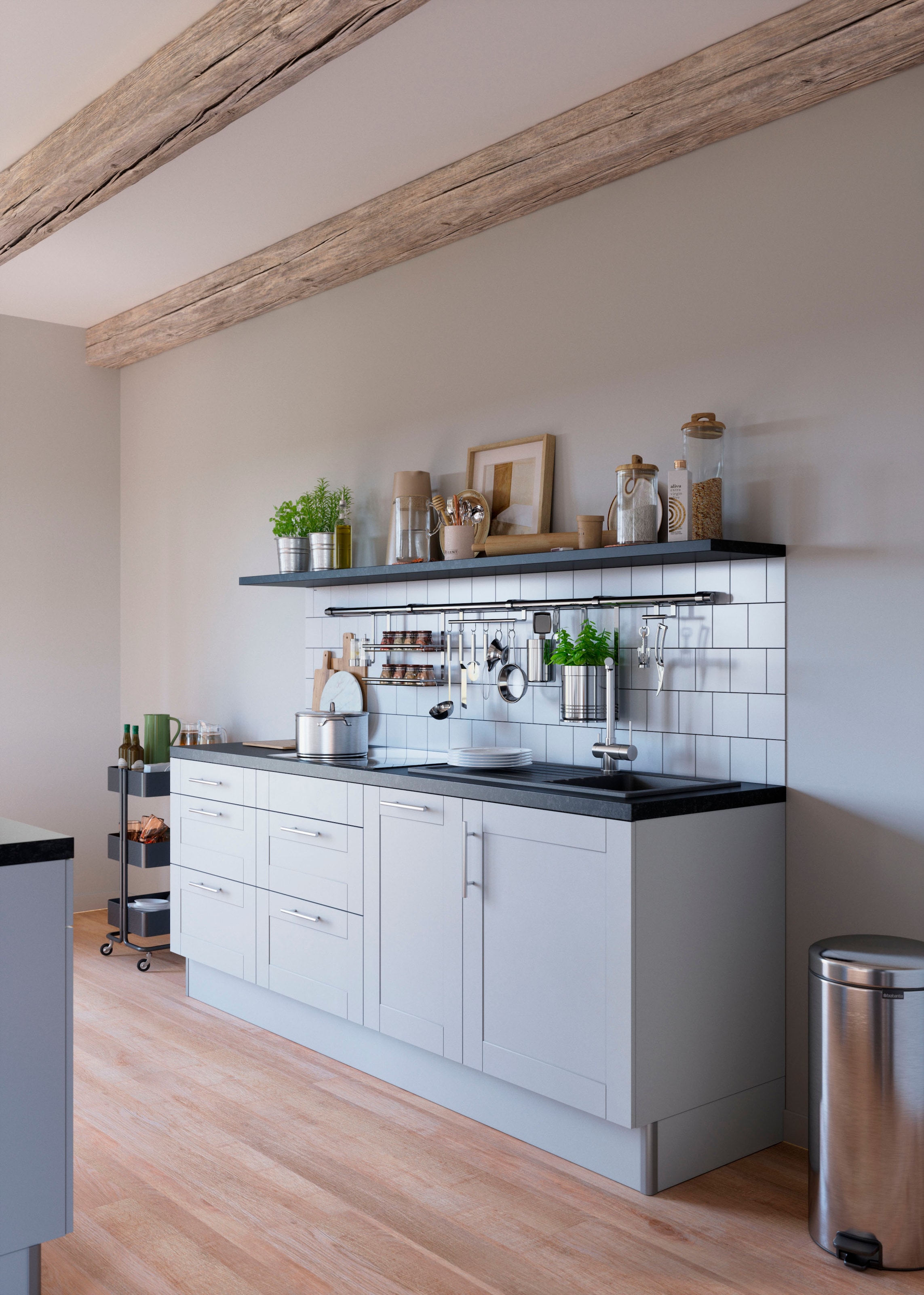 KOCHSTATION Cuisine »KS-Ahus« Breite 225 cm, wahlw. Mit E-Geräten, Soft Close Funktion, MDF Fronten