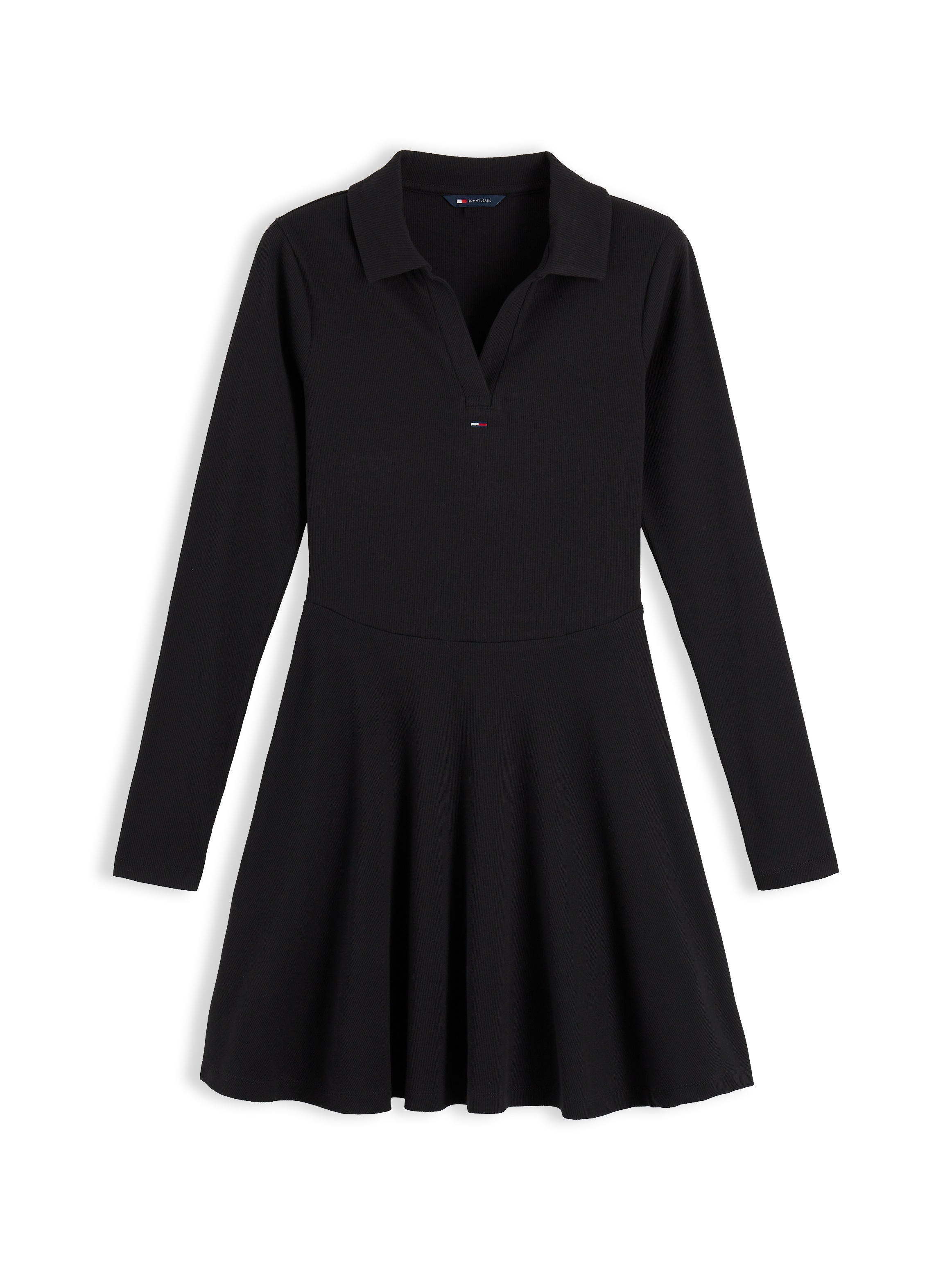 Tommy Jeans Robe polo »TJW RIB FIT & FLARE POLO DRESS« Mélange de coton, près du corps, structure côtelée, coupe évasée