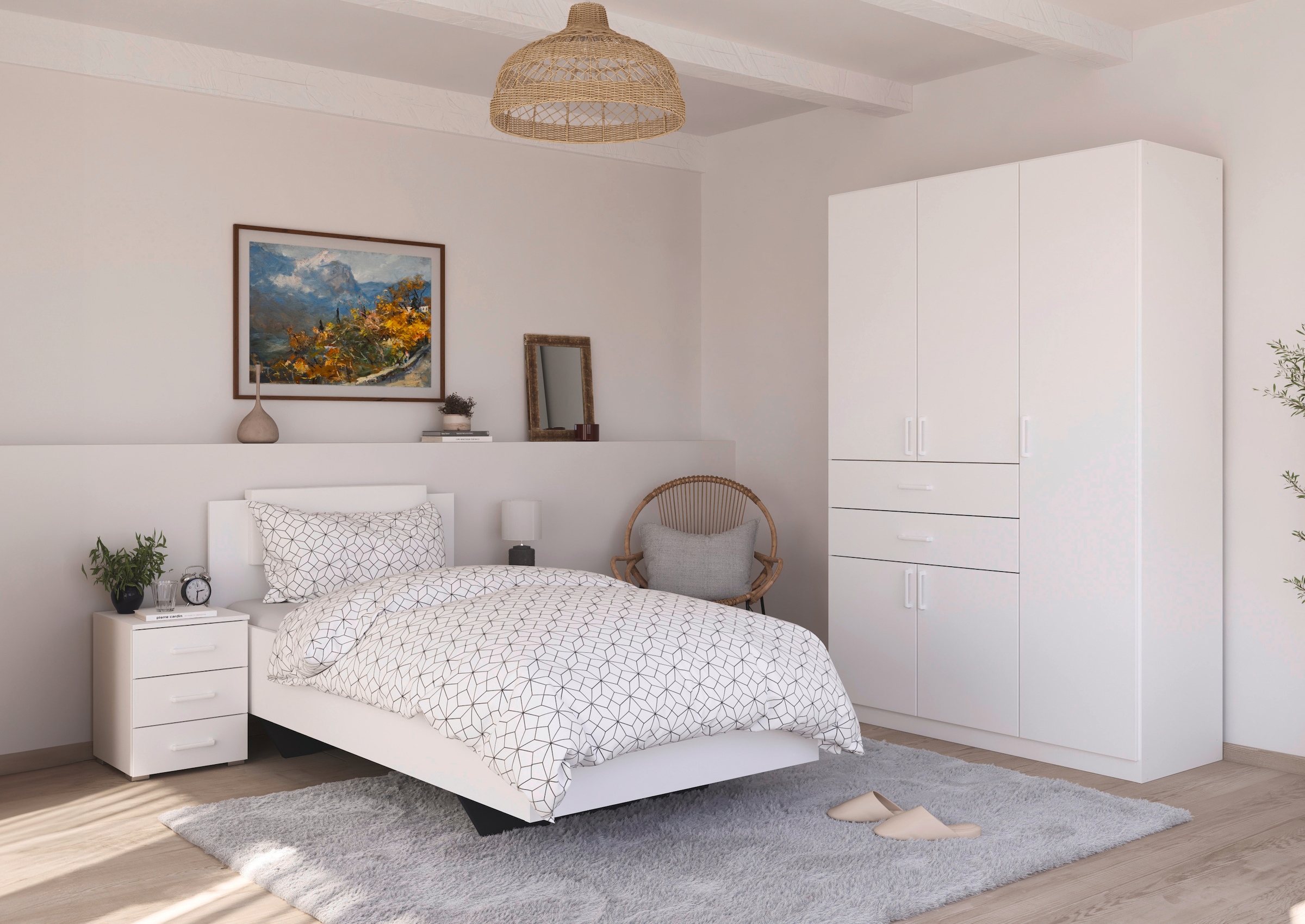 rauch Lit »Einzelbett Komfortbett Schlafzimmer für kleine Räume MAIKA« Surface de couchage : 100x200 cm, hauteur des côtés du lit 47 cm,  Aspect flottant avec coussin amovible MADE IN GERMANY