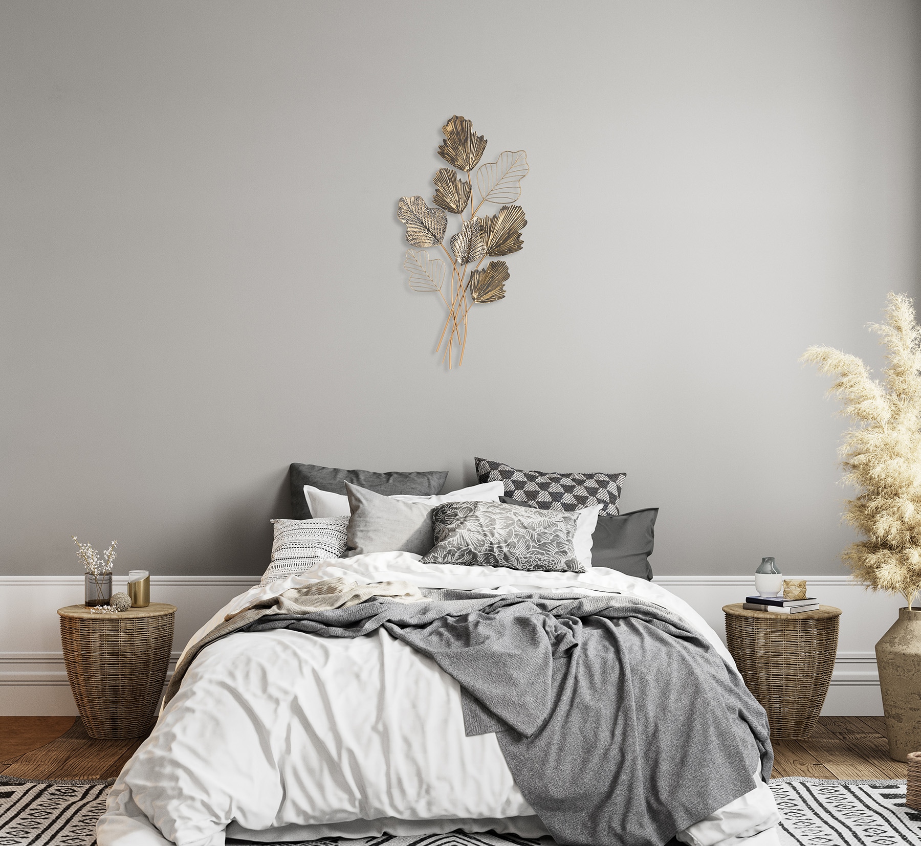 Bönninghoff Tableau métallique »BLÄTTER 54x98 cm – Deko modern« Feuilles | Images de feuilles | Plantes Décoration murale