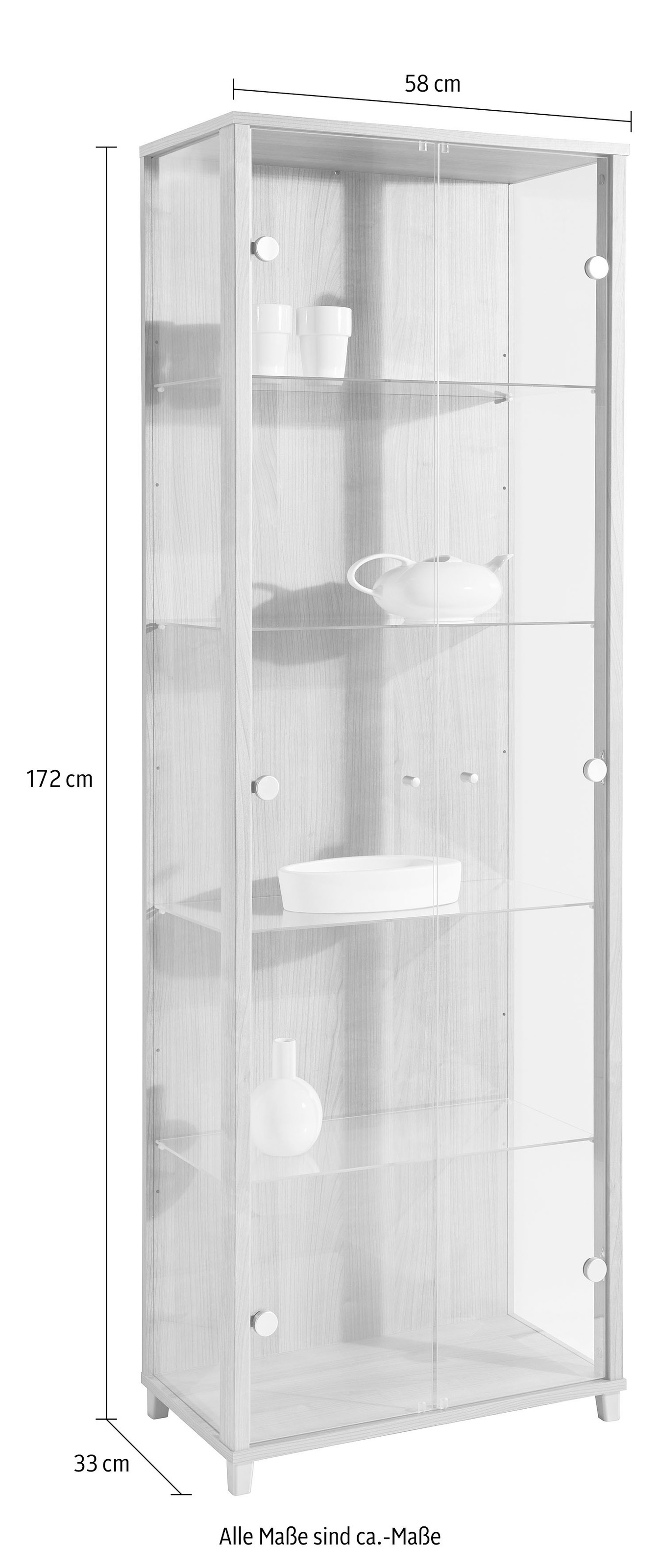 fif möbel Vitrine »OPTIMA« Standvitrine, Vitrinenschrank, Glasvitrine, Sammlervitrine