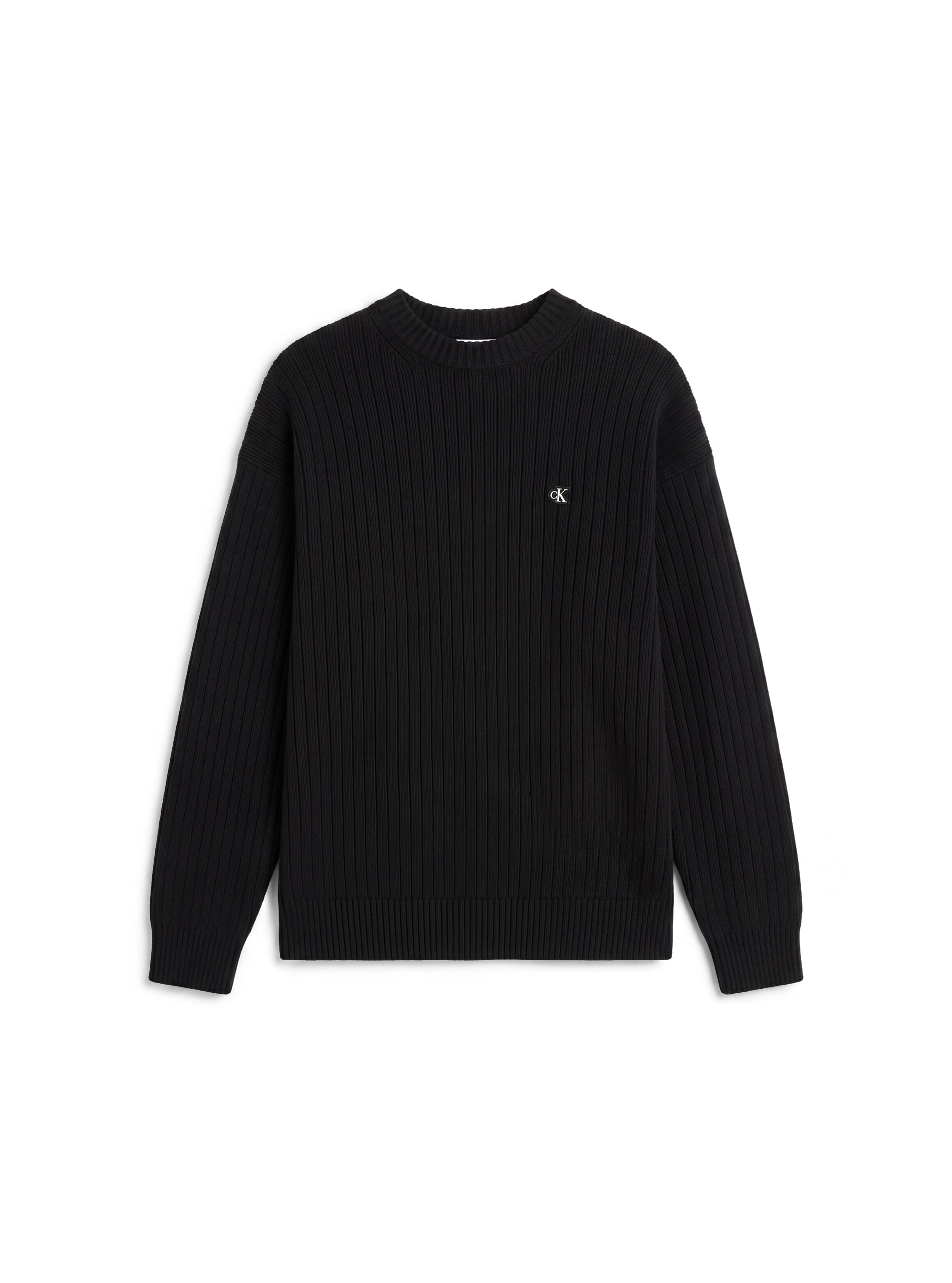 Calvin Klein Jeans Pull en tricot Tricot côtelé, coupe régulière, broderie de logo