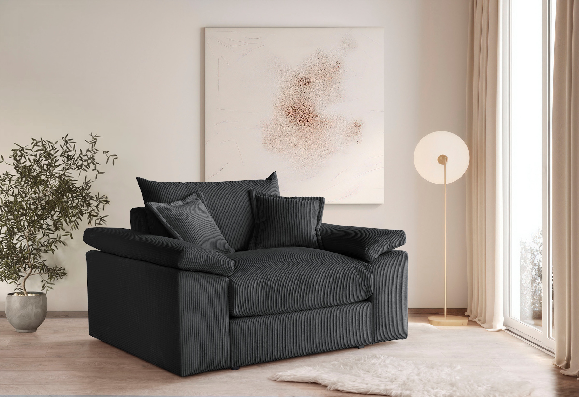 Home affaire Fauteuil XXL »Soft&Cosy, B: 151 cm - OTTO. Verlässliche Qualität.« Mega-Sessel, Cord oder Chenille-Struktur, mit 2 Zierkissen