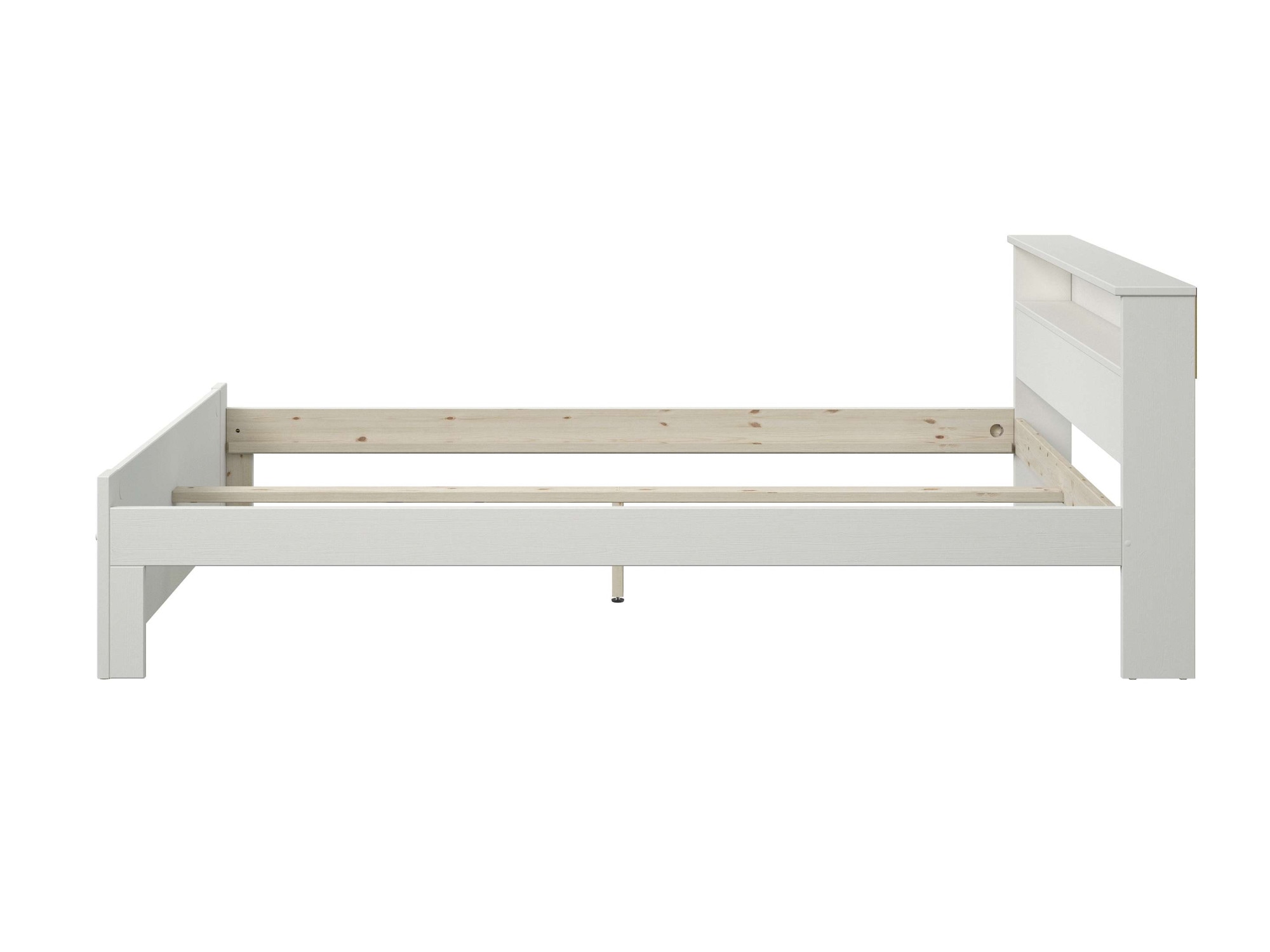 GOODproduct Lit en bois massif »FLAVION, TOPSELLER! Jugendbett, FSC® zertifizierte massive Kiefer« Largeur : 140,  Produit de qualité, étagère, aspect cassette, tiroir en option