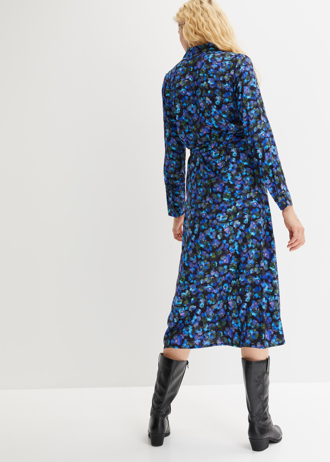 bonprix Hemdblusenkleid »Hemdblusenkleid aus reiner Viskose« für klassischen Look, aus reiner Viskose, lockere Passform