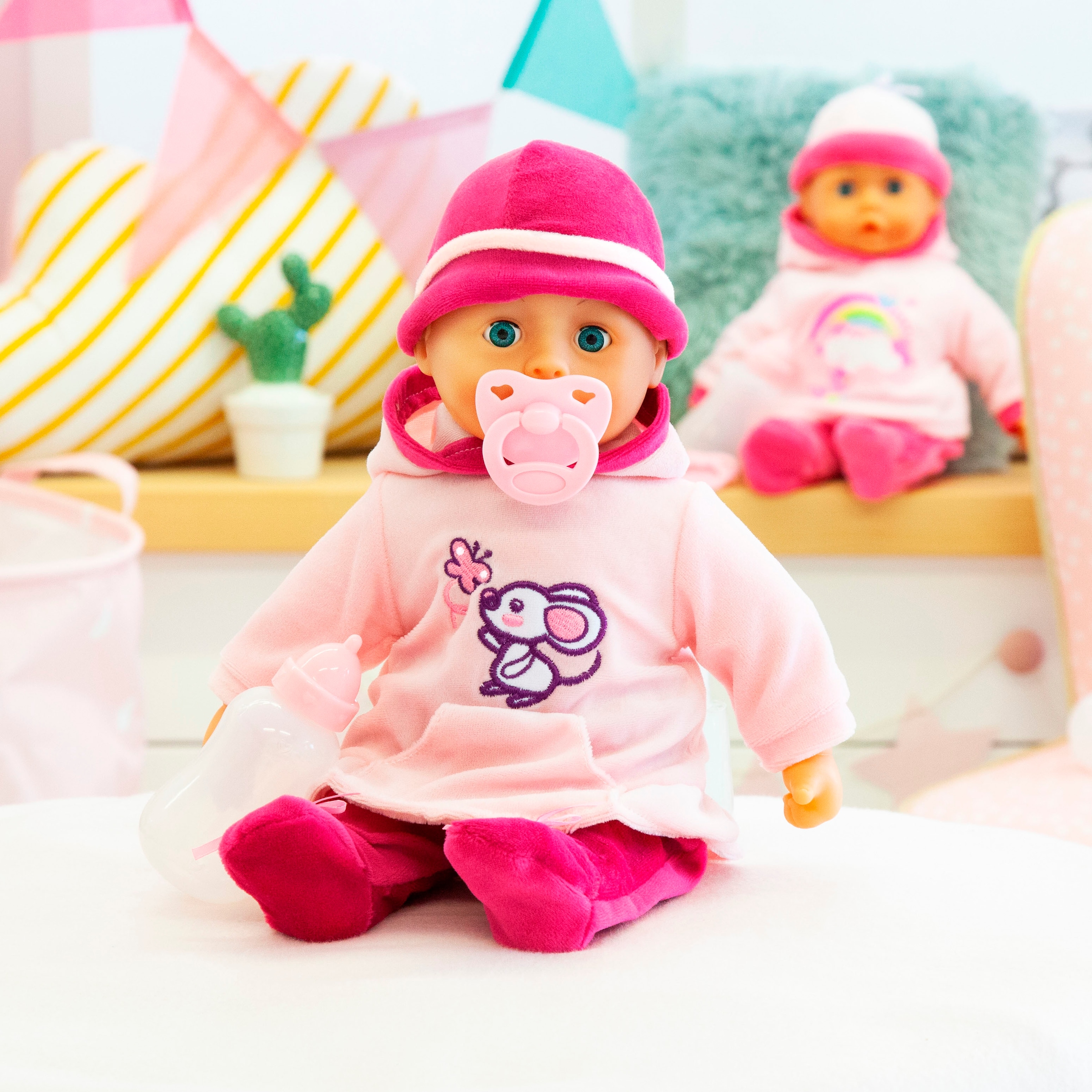 Bayer Poupée bébé »First Words Baby, 38 cm, Maus rosa« mit Schlafaugen und Babygeräuschen