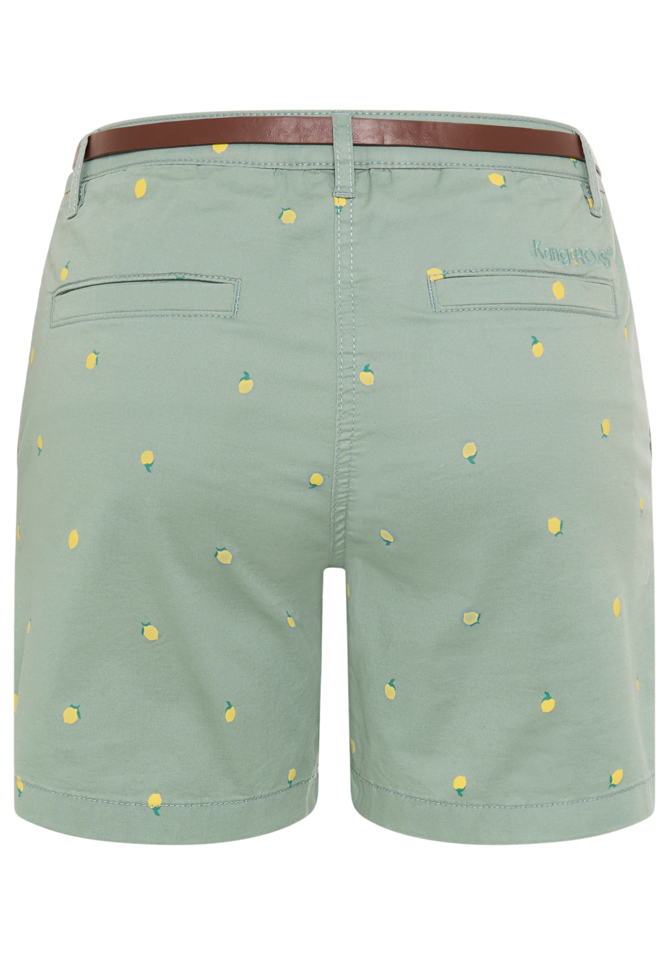 KangaROOS Chinoshorts  mit Zitronen, kurze Hose mit geradem Bein, inklusive Gürtel