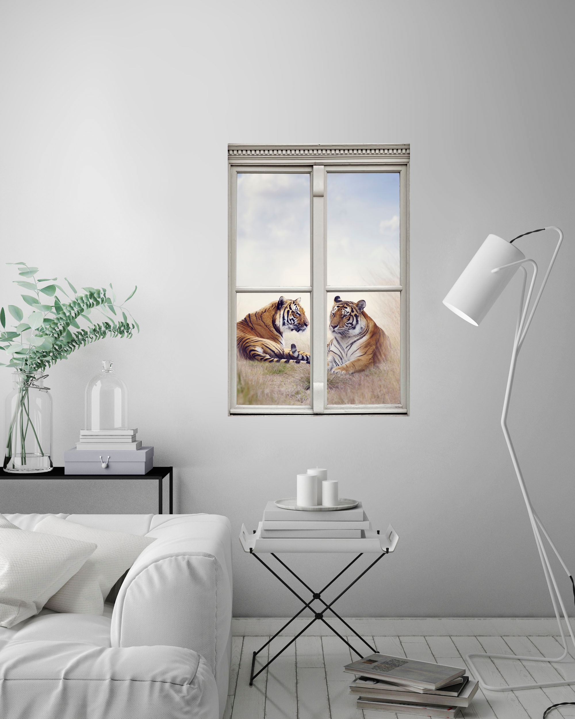 queence Autocollants muraux »Tiger« Wandsticker, Wandbild, selbstklebend, 3D, Fenster