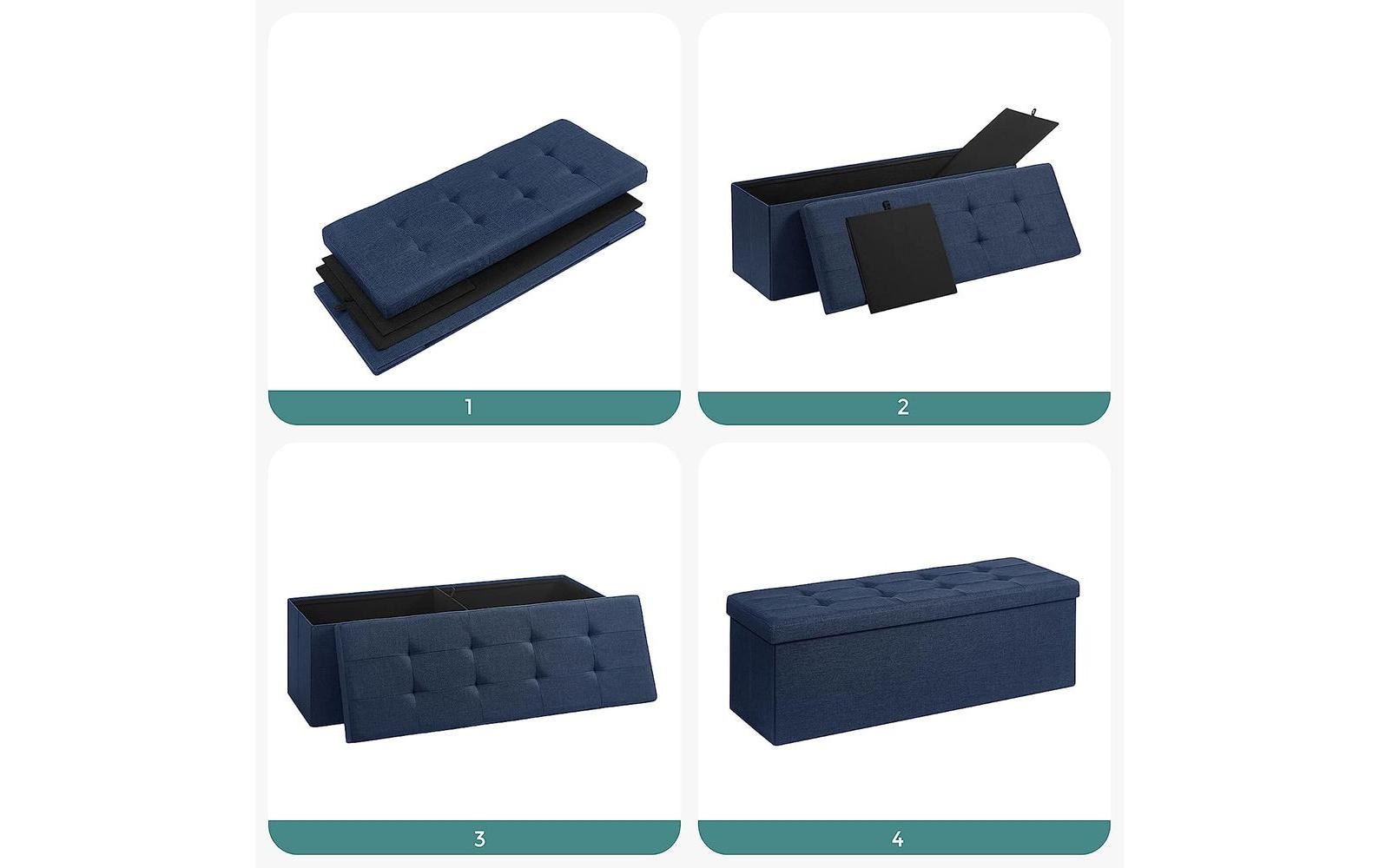 SONGMICS Sitztruhe »mit Aufbewahrung 110 x 38 cm Blau«