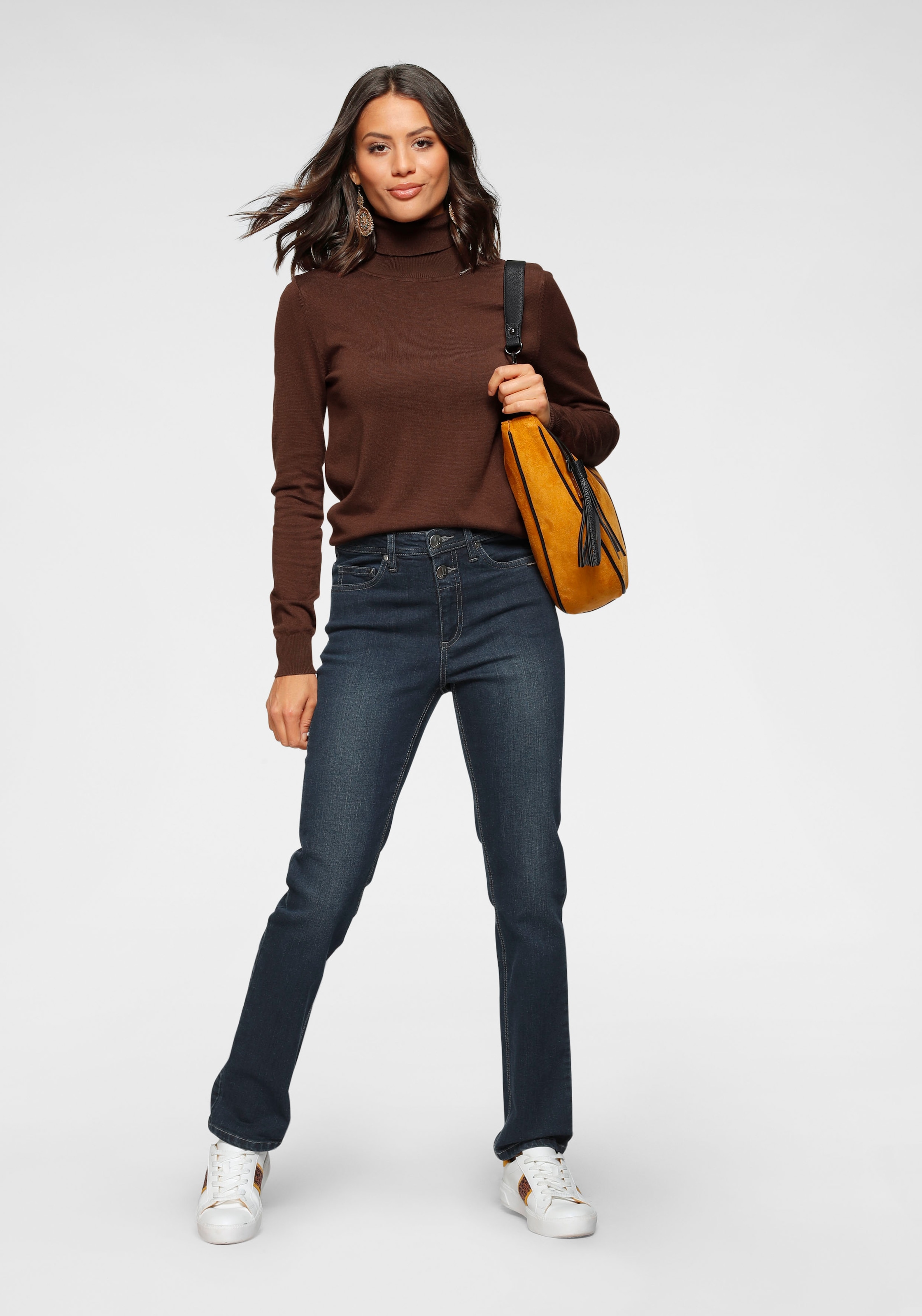 Bruno Banani Rollkragenpullover mit Rollkragen, figurbetonte Passform