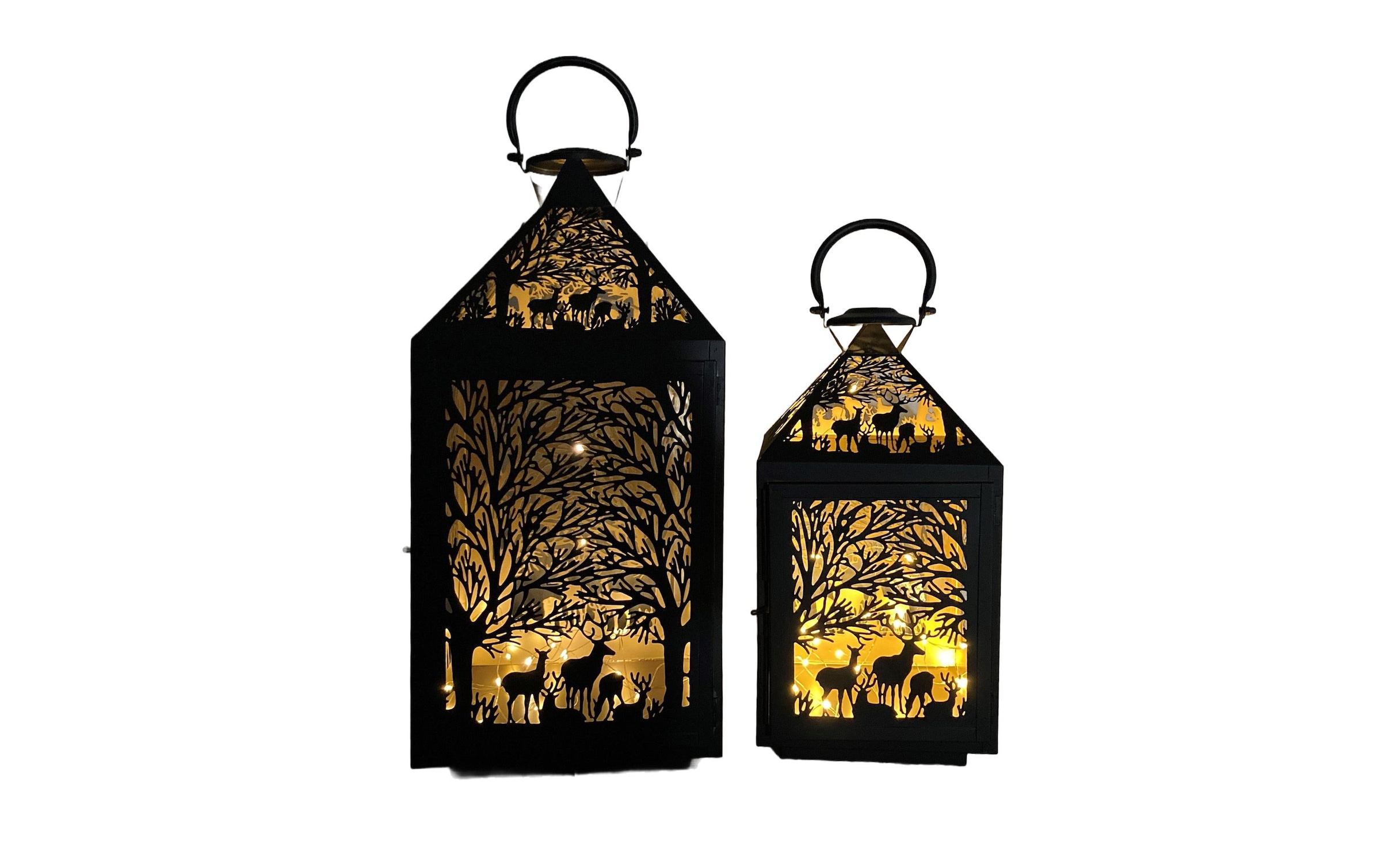   Kerzenlaterne »Dameco Forest 2 Stück, 41 cm/56 cm, Gold/Schwarz«