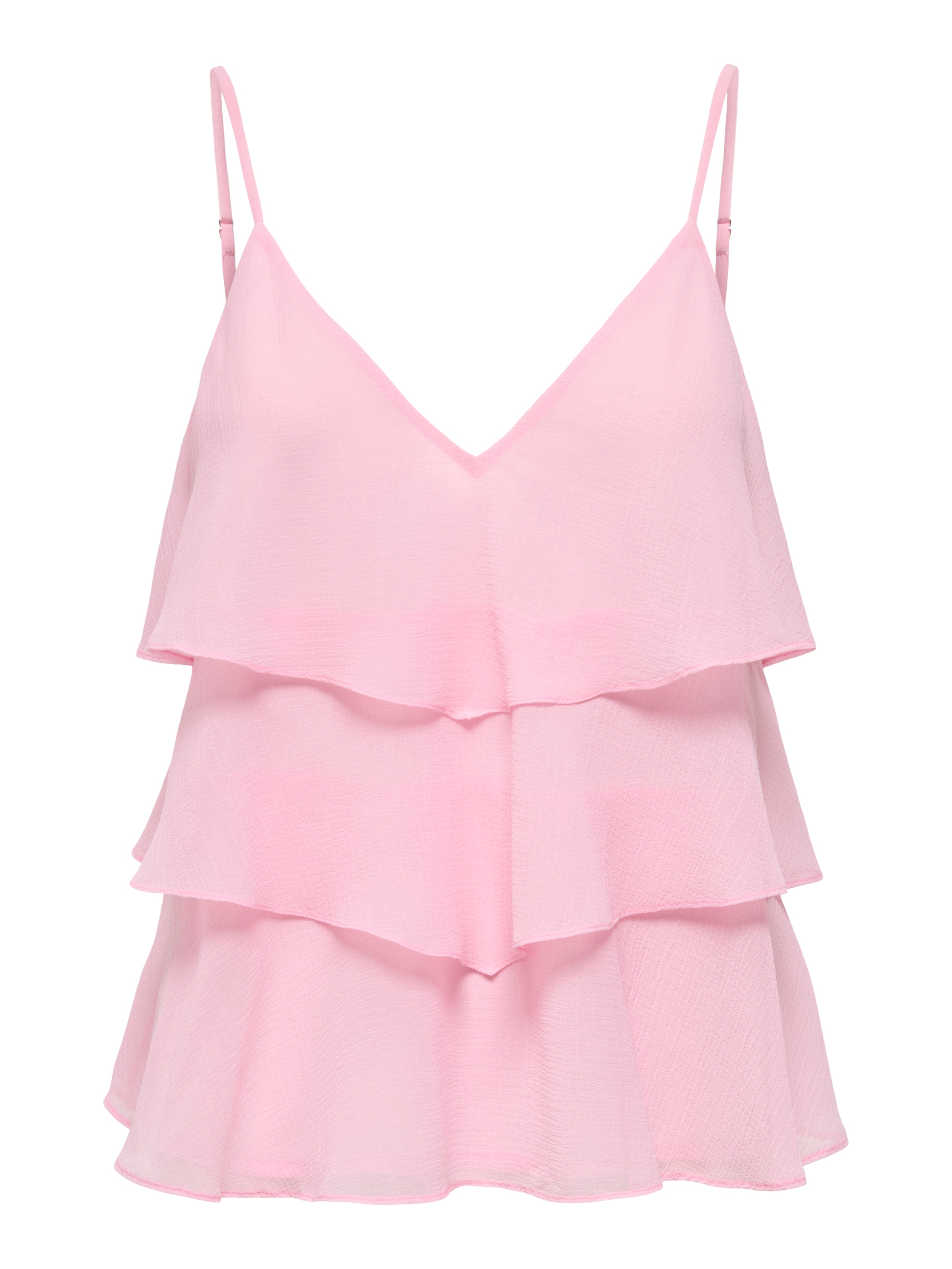 ONLY Top à bretelles »ONLLINN LIFE FLOUNCE SINGLET WVN NOOS« fibre synthétique, coupe régulière