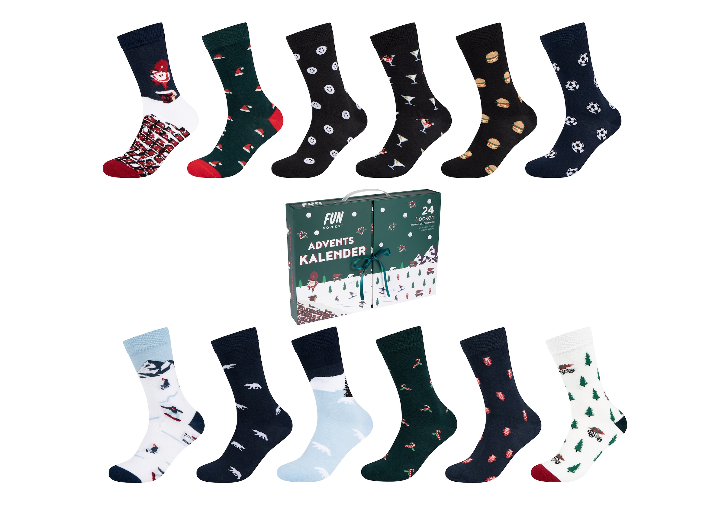 Fun Socks Adventskalender »Motifs« Es liegt keine Altersempfehlung vor mit Weihnachtsmotiven, elastischer Bund